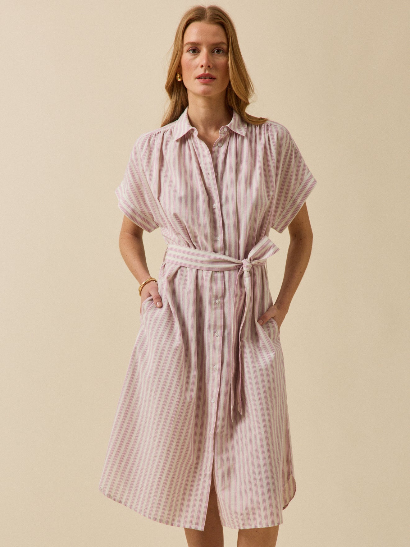 Robe sans manches femme coton rayé