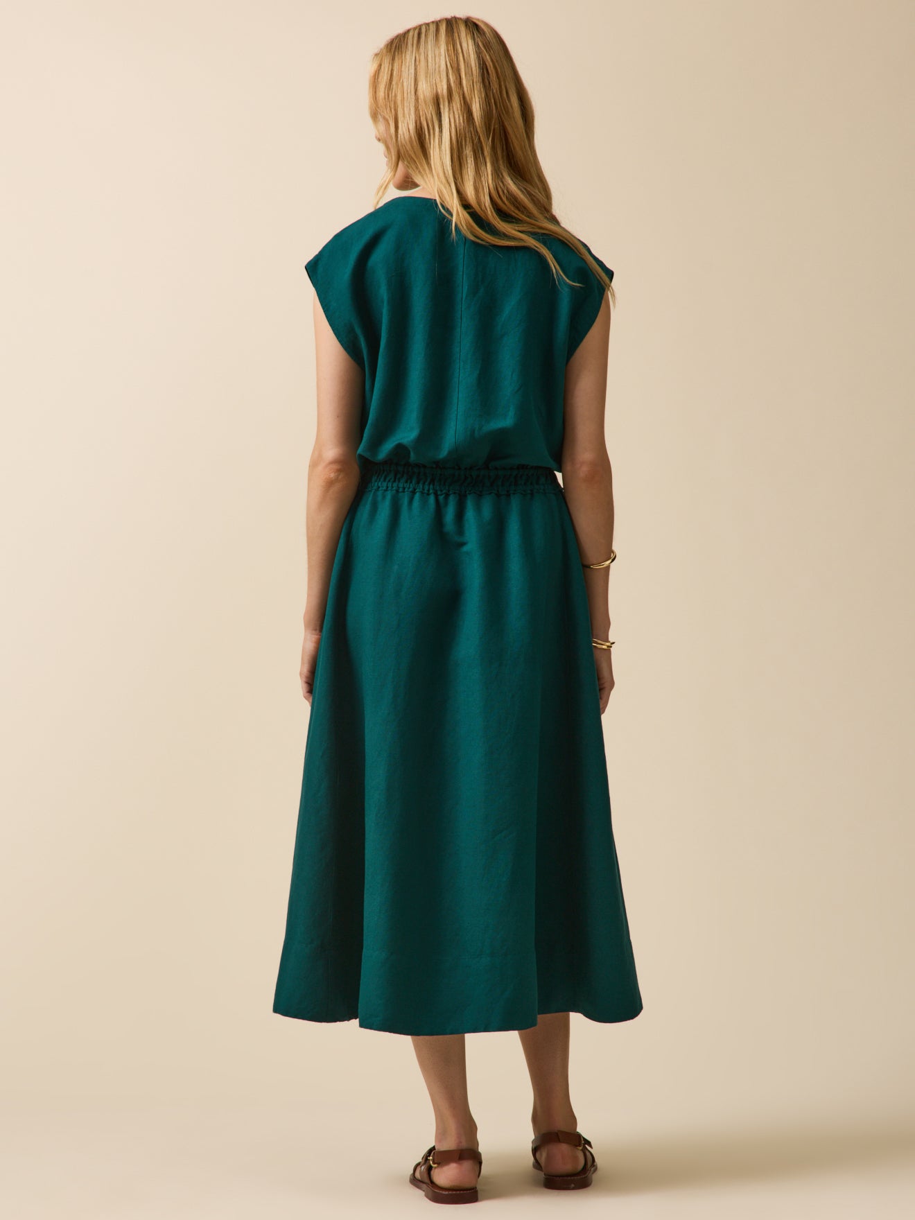 Mouwloze damesjurk - linnen en viscose