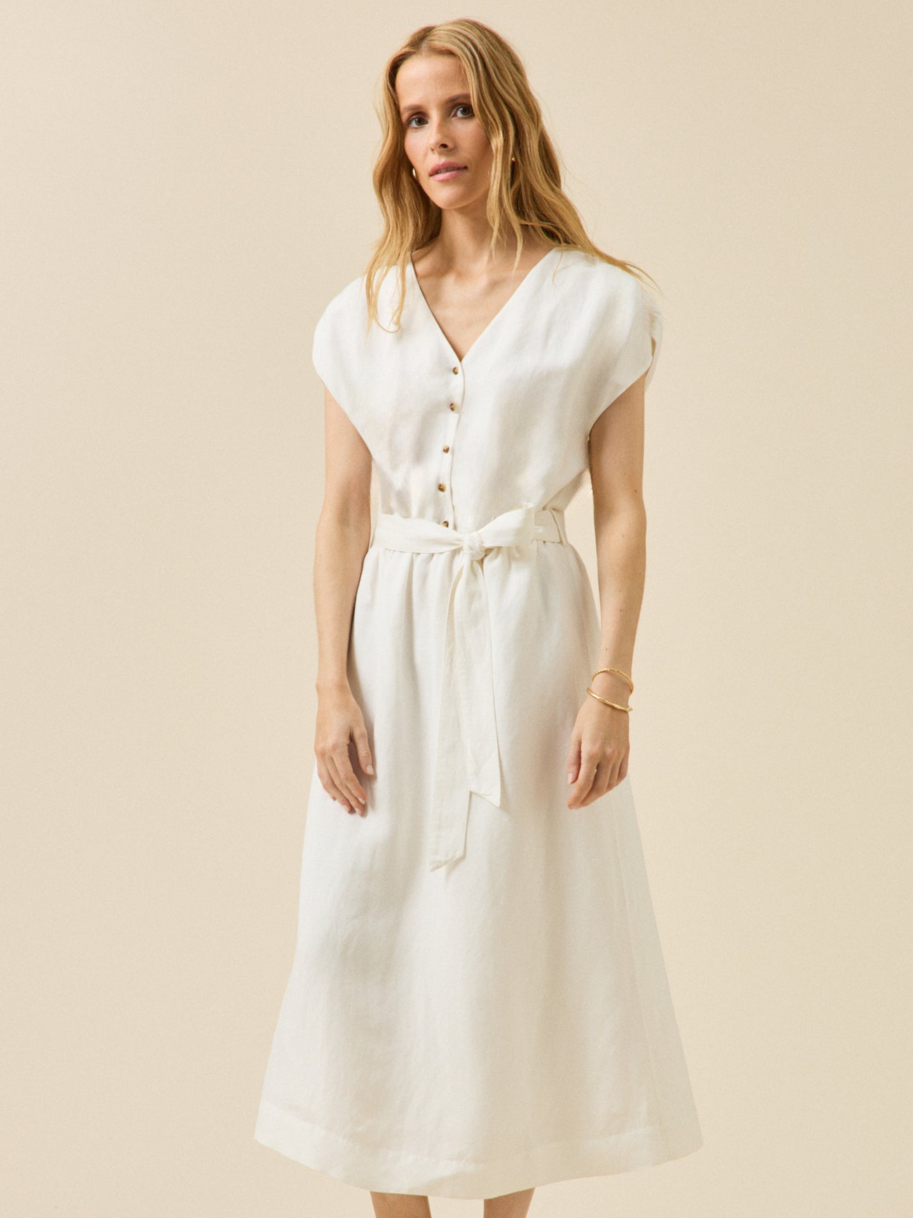 Robe sans manches lin et viscose femme