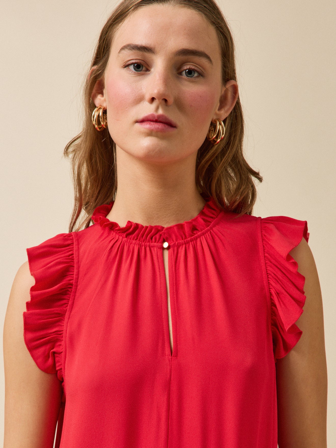 Robe volantée sans manches femme