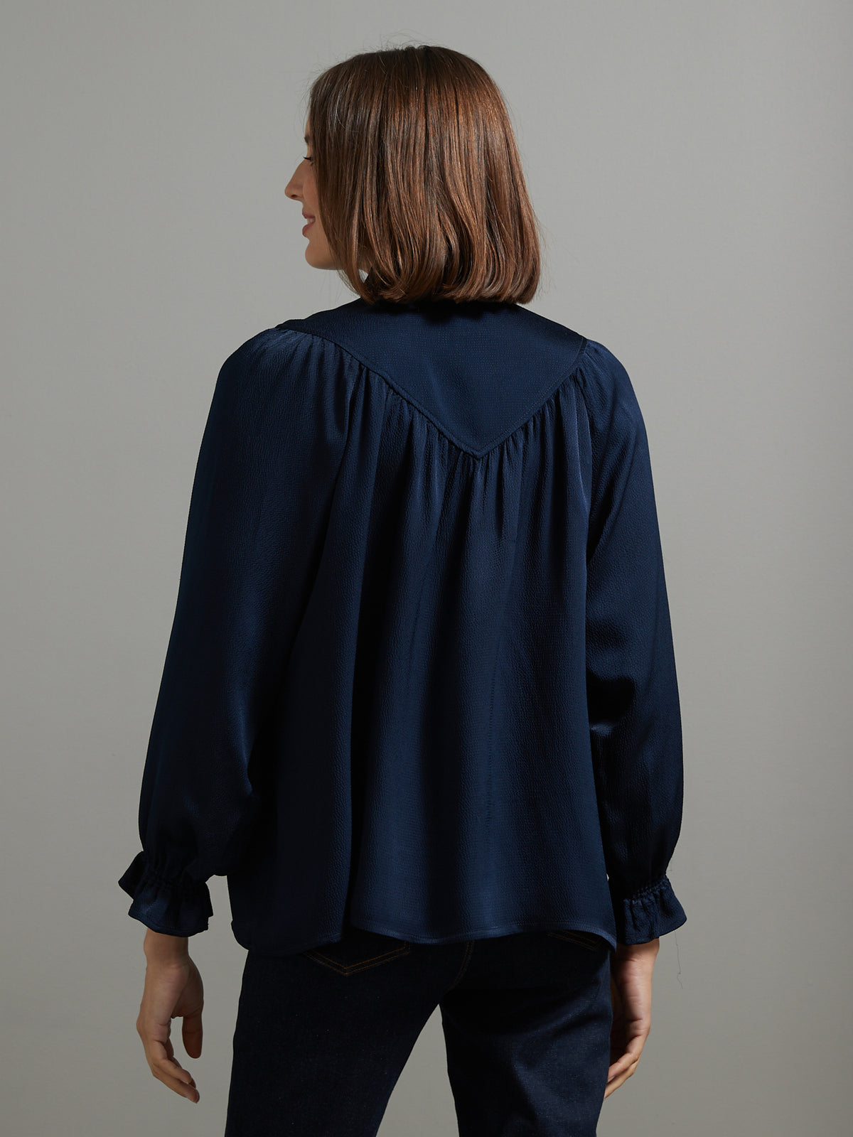 Blouse volantée femme seersucker uni