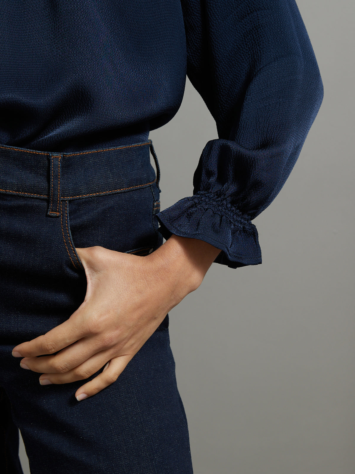 Blouse volantée femme seersucker uni