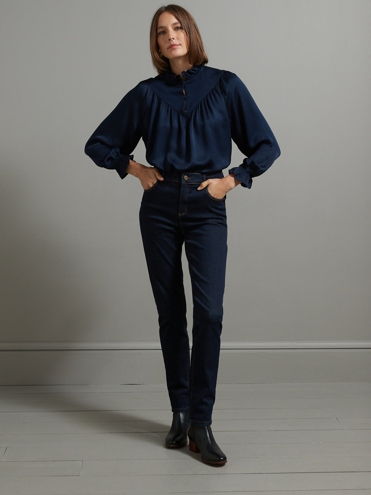 Blouse volantée femme seersucker uni