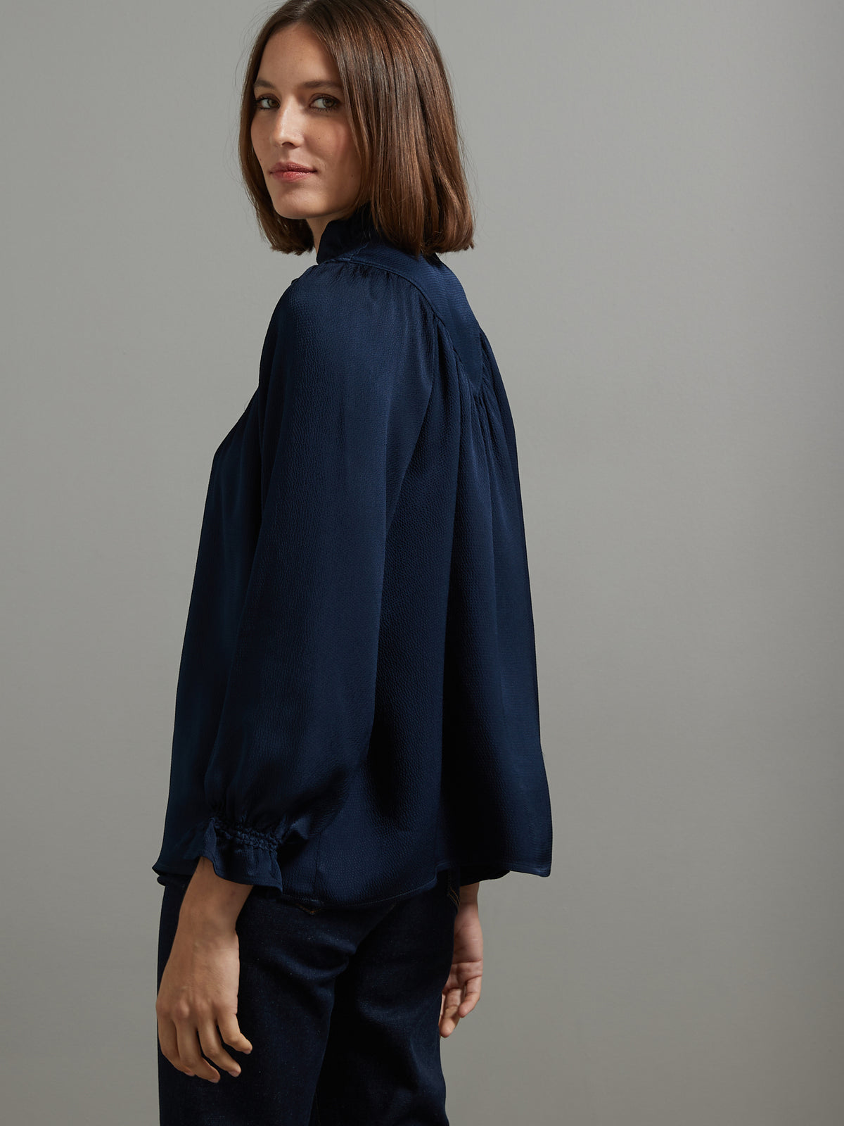 Blouse volantée femme seersucker uni