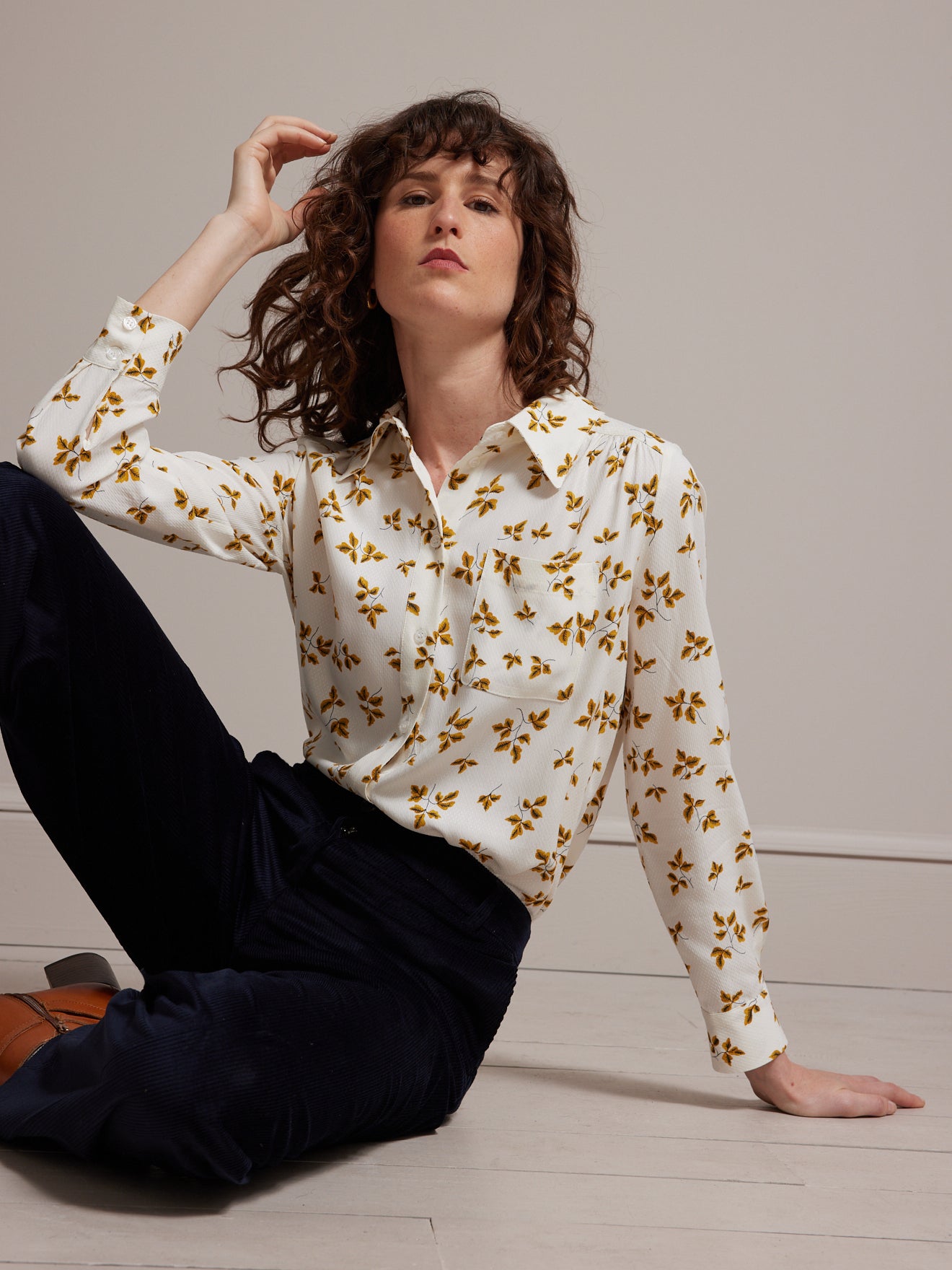 Chemise femme en viscose dobby