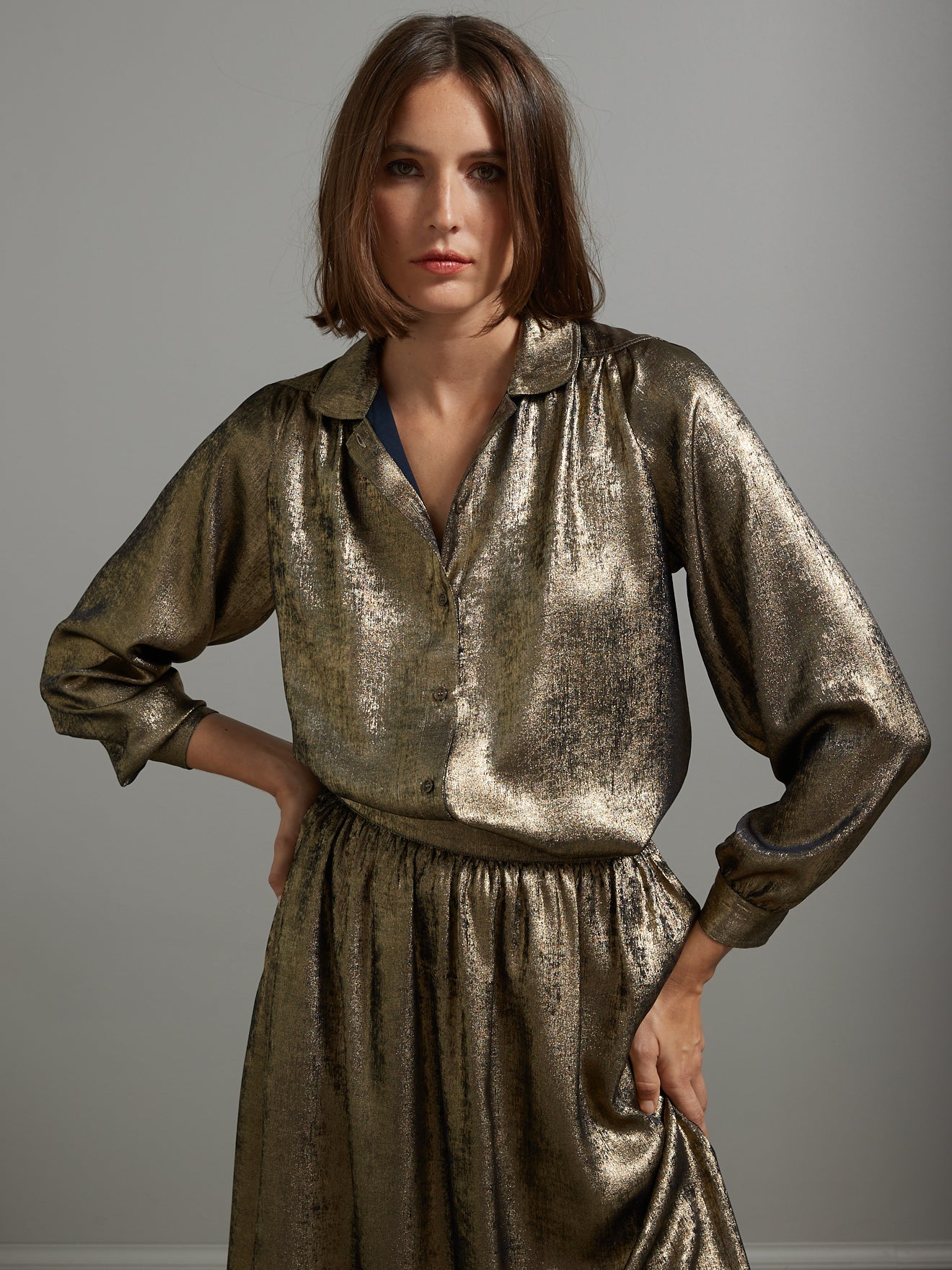 Chemise dorée femme spécial fêtes