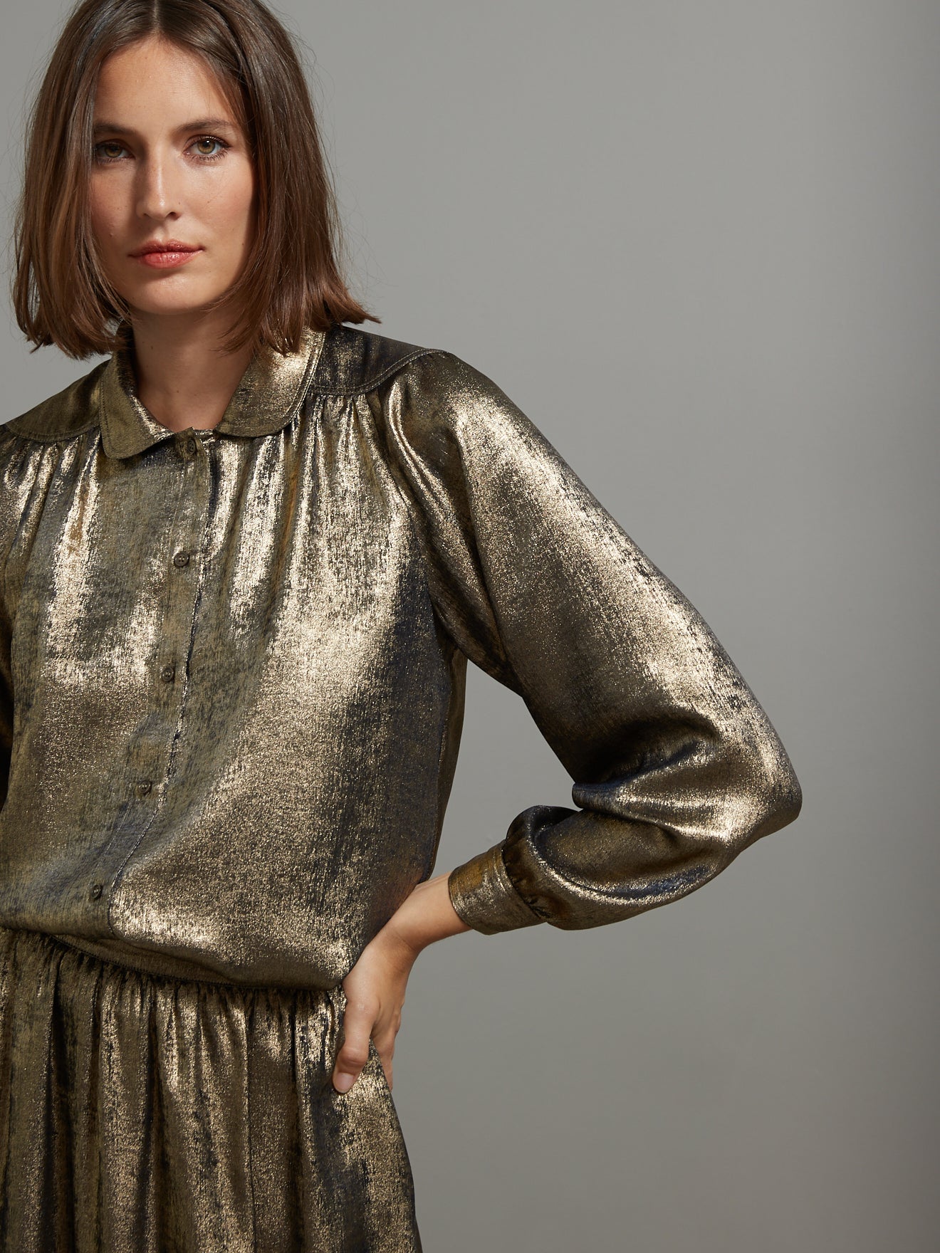 Chemise dorée femme spécial fêtes
