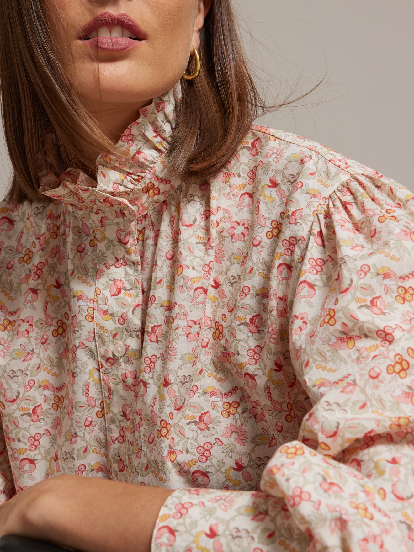 Chemise col froufrou femme imprimé Mireille