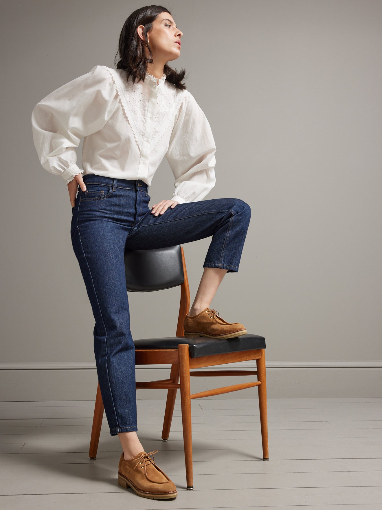 Chemise volantée femme voile et broderie anglaise