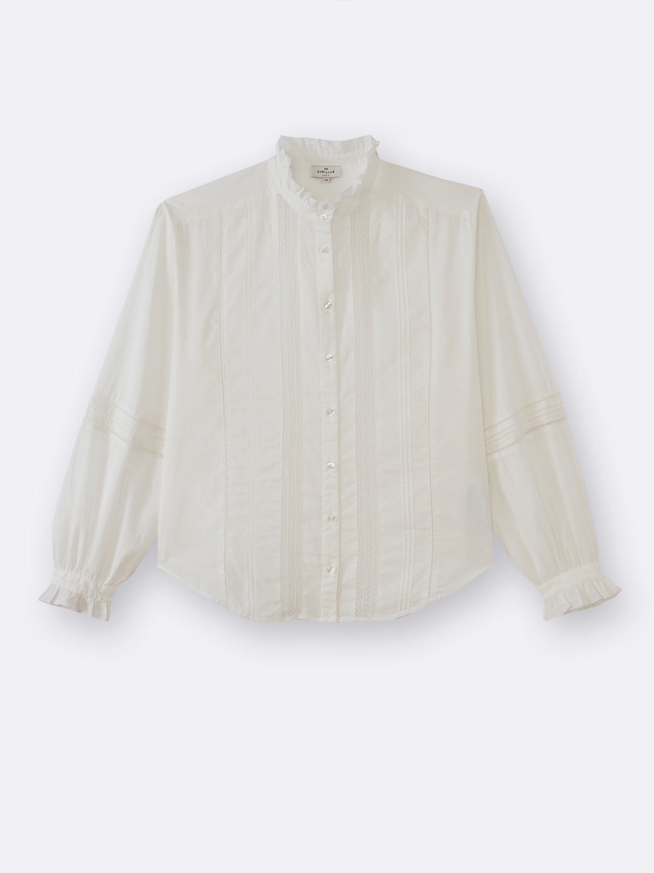 Chemise col froufrou et dentelle femme