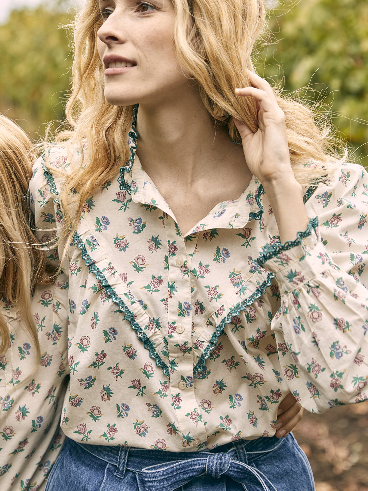 Blouse volantée brodée femme imprimé Suzy