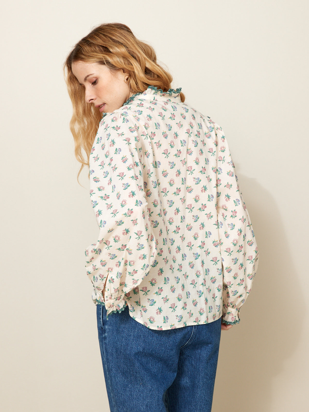 Blouse volantée brodée femme imprimé Suzy