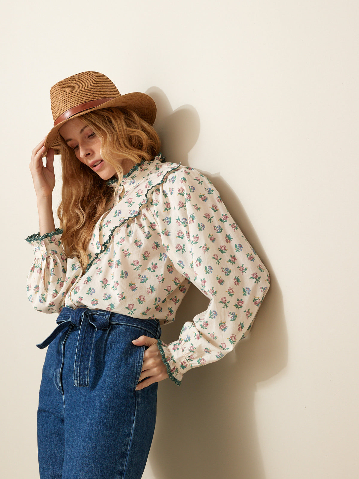 Blouse volantée brodée femme imprimé Suzy