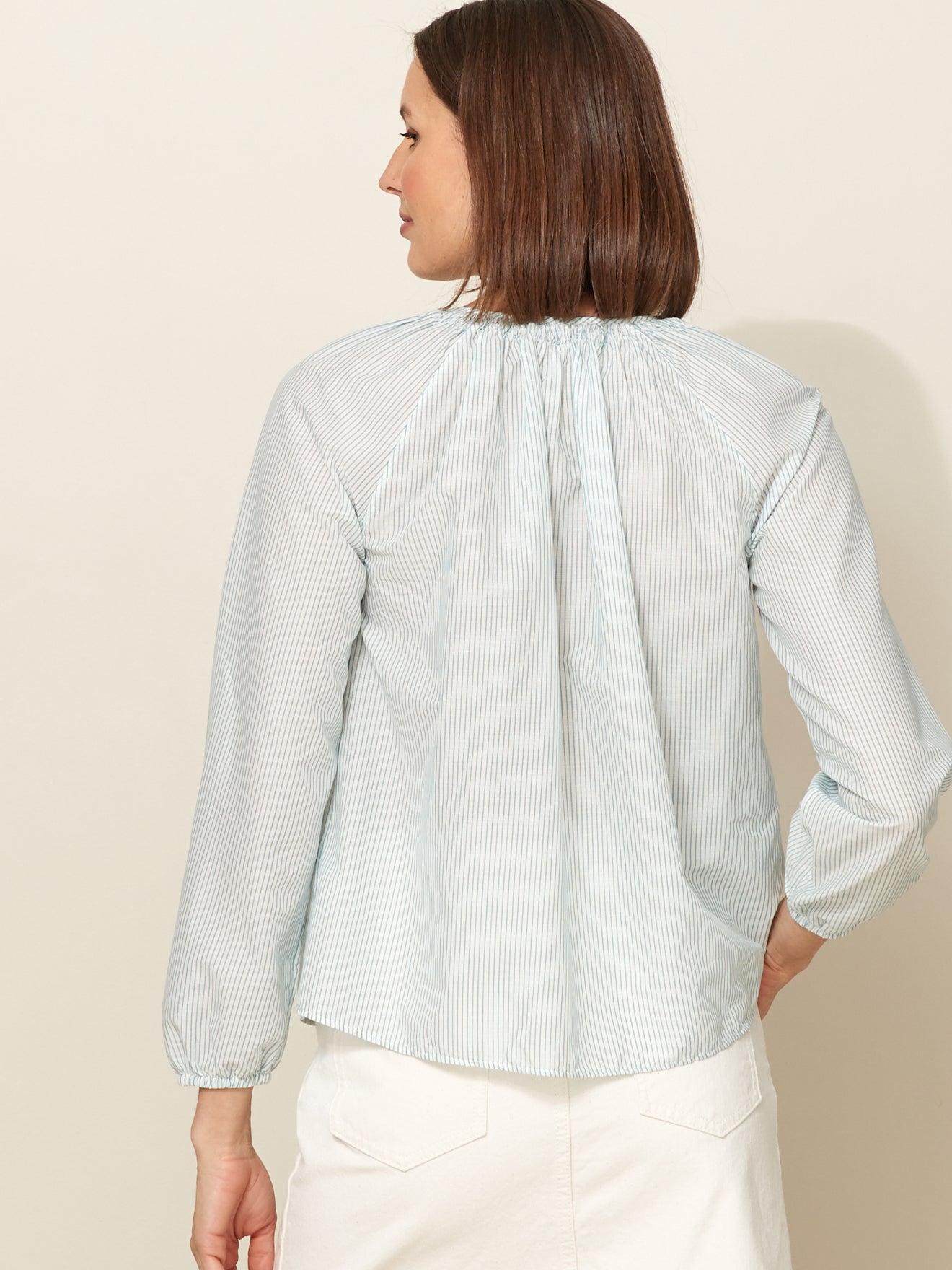 Blouse rayée col smocké femme