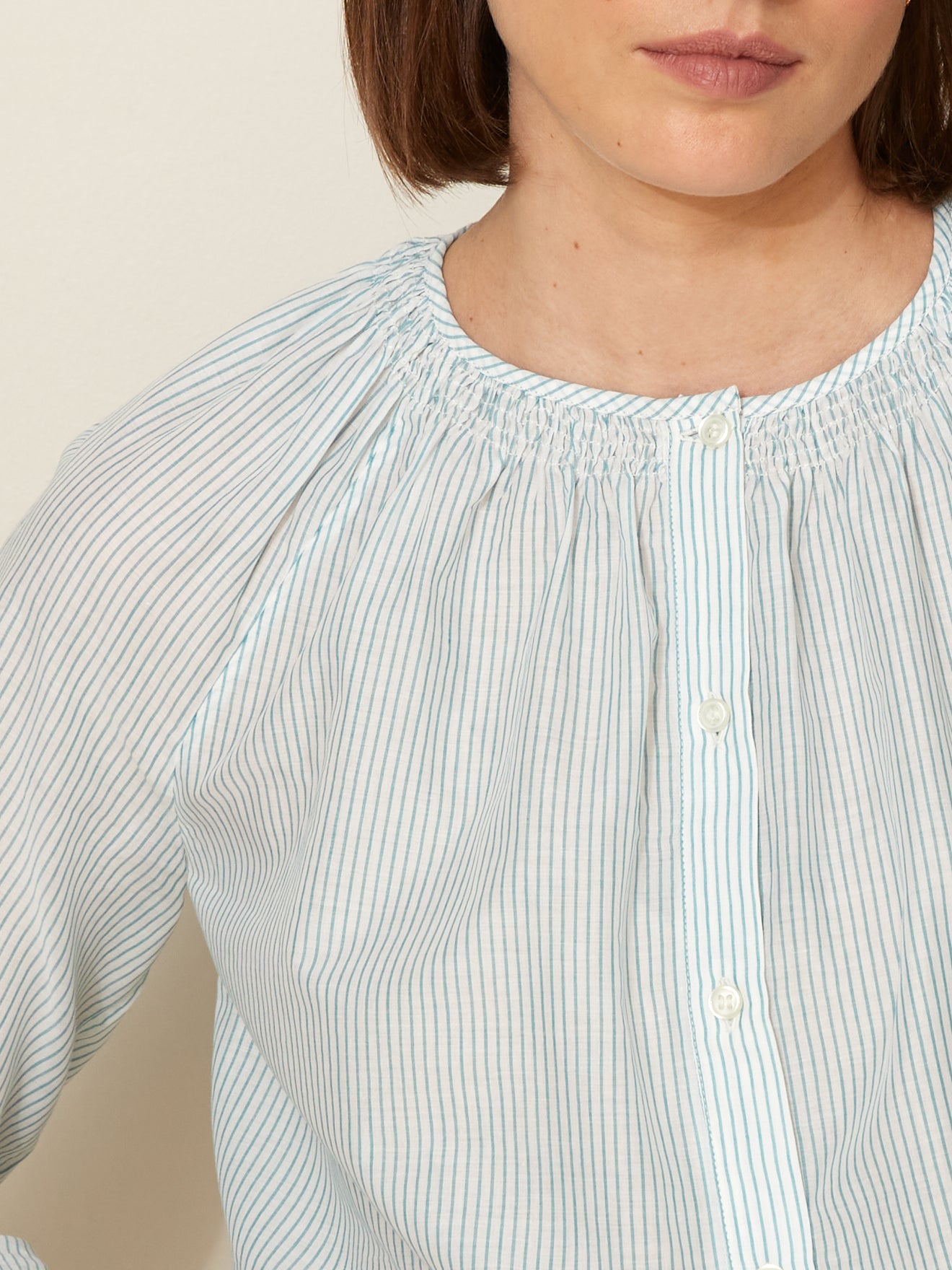 Blouse rayée col smocké femme