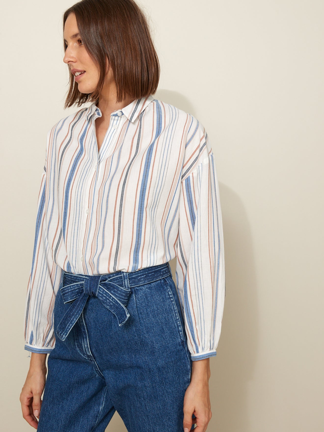 Chemise rayures jacquard femme