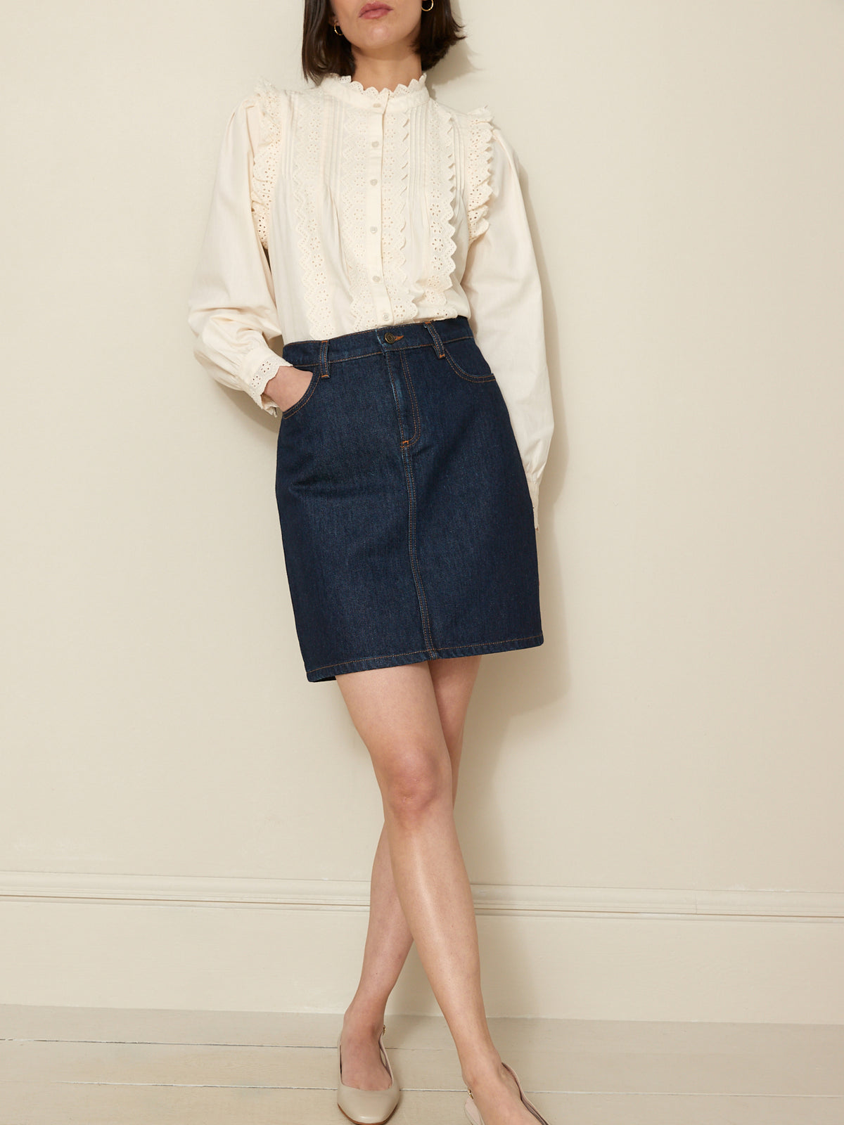 Blouse trousseau plissée et volantée femme