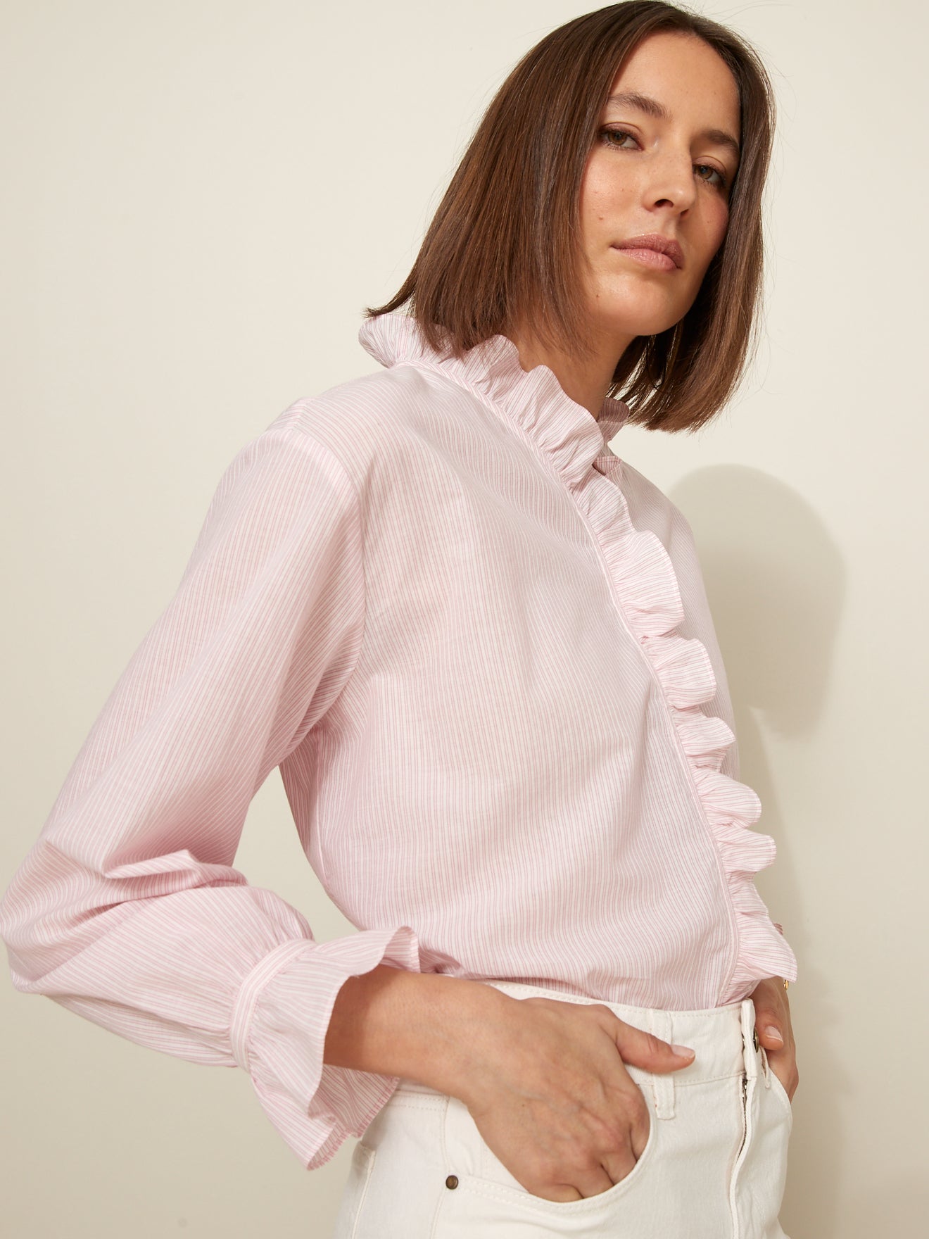 Blouse rayée volantée femme