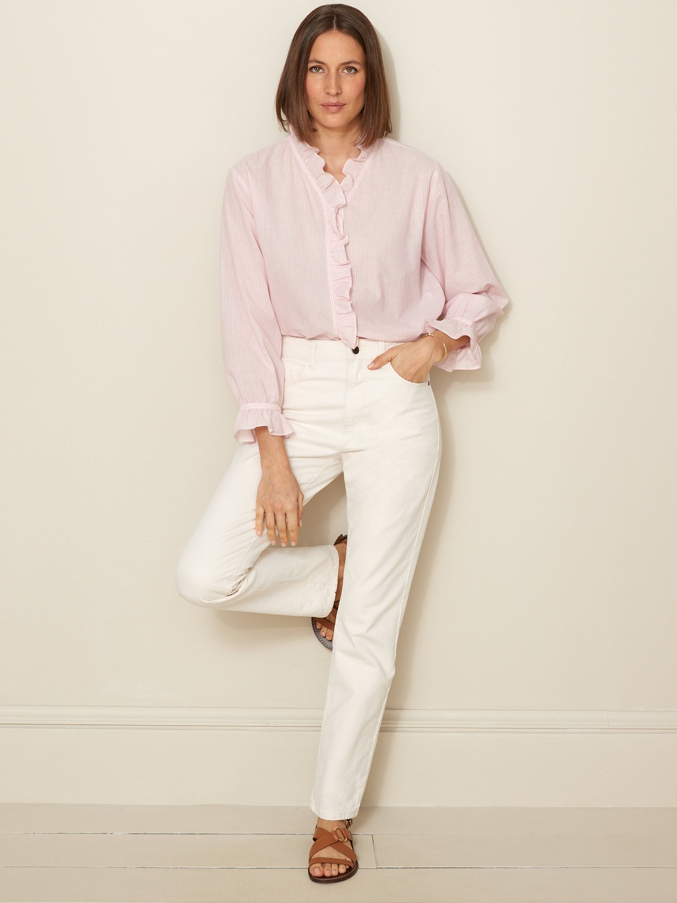 Blouse rayée volantée femme