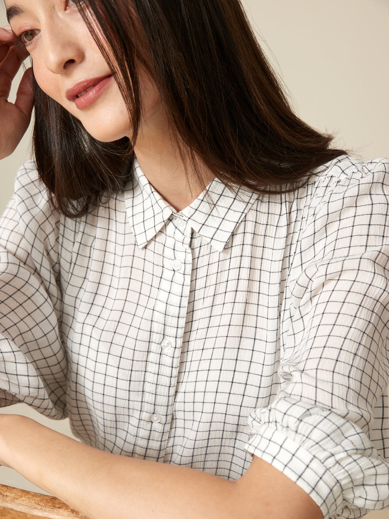 Chemise femme tissu crépon carreaux Tattersall