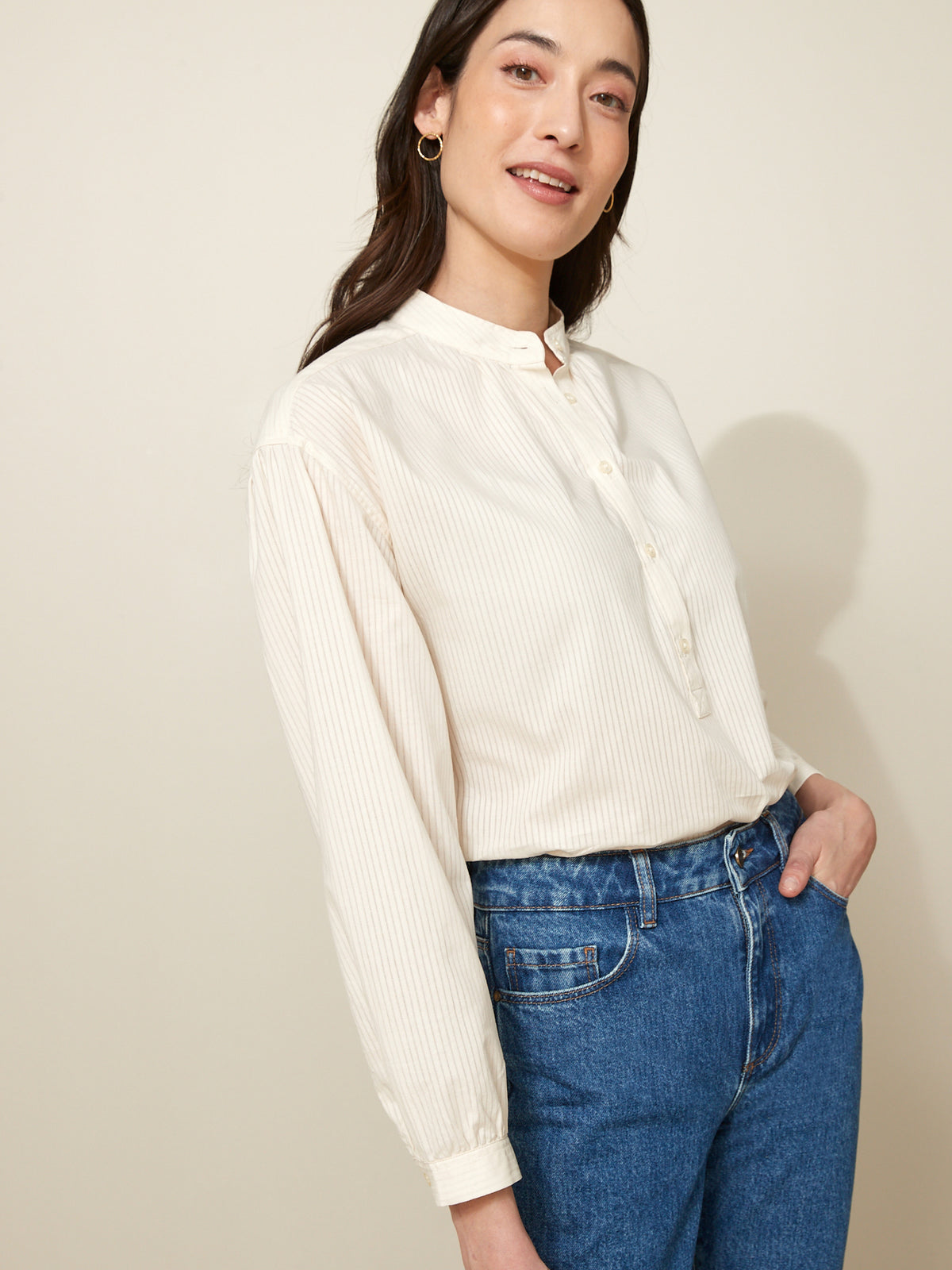 Blouse rayures dobby femme
