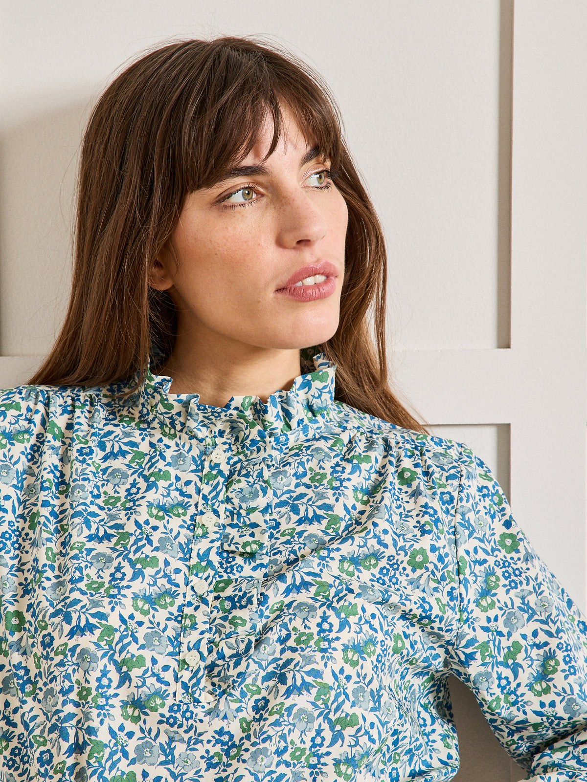 Damesbloes in Liberty-stof met stroken - Limited Collection