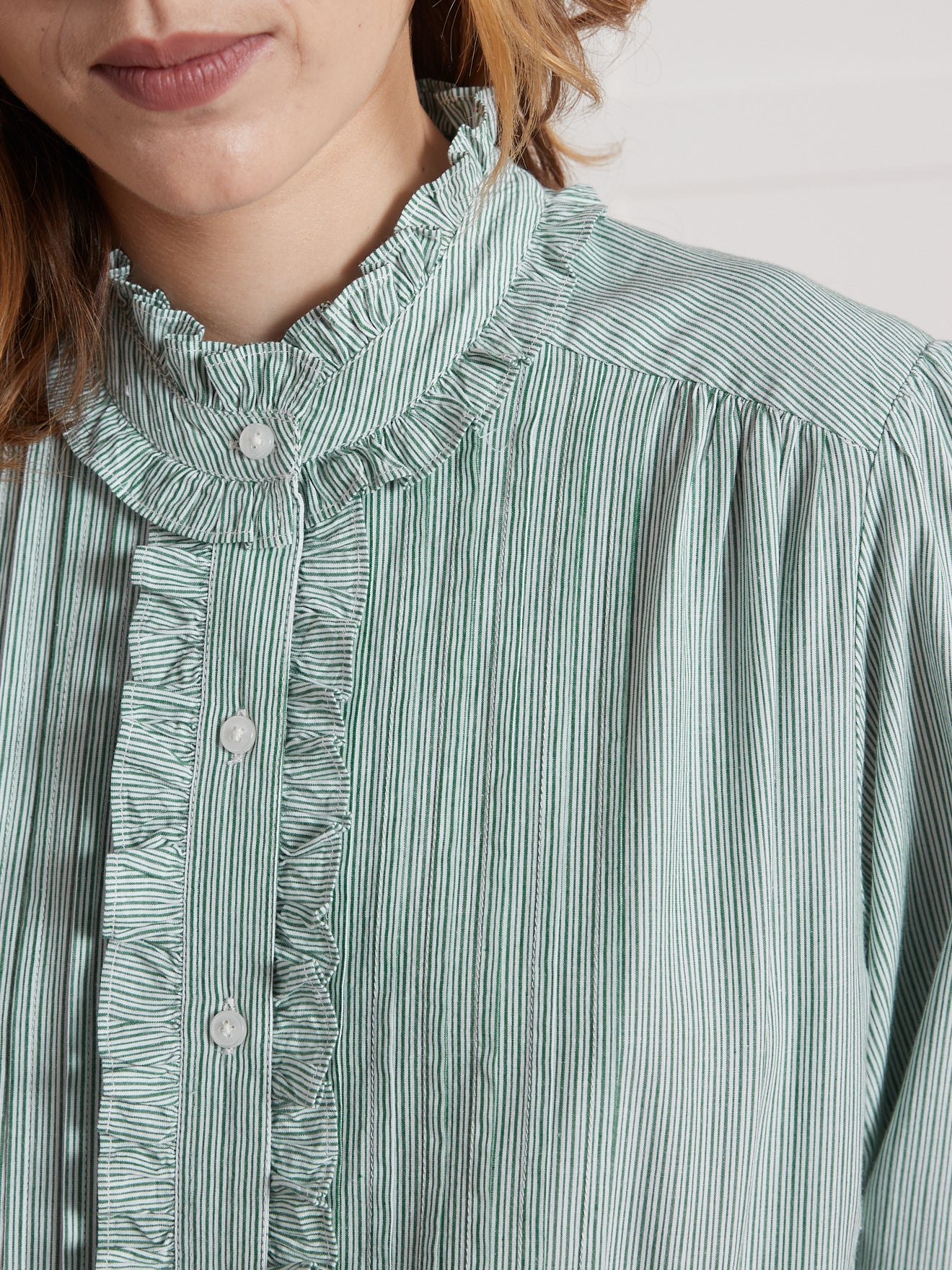 Chemise rayée volants femme