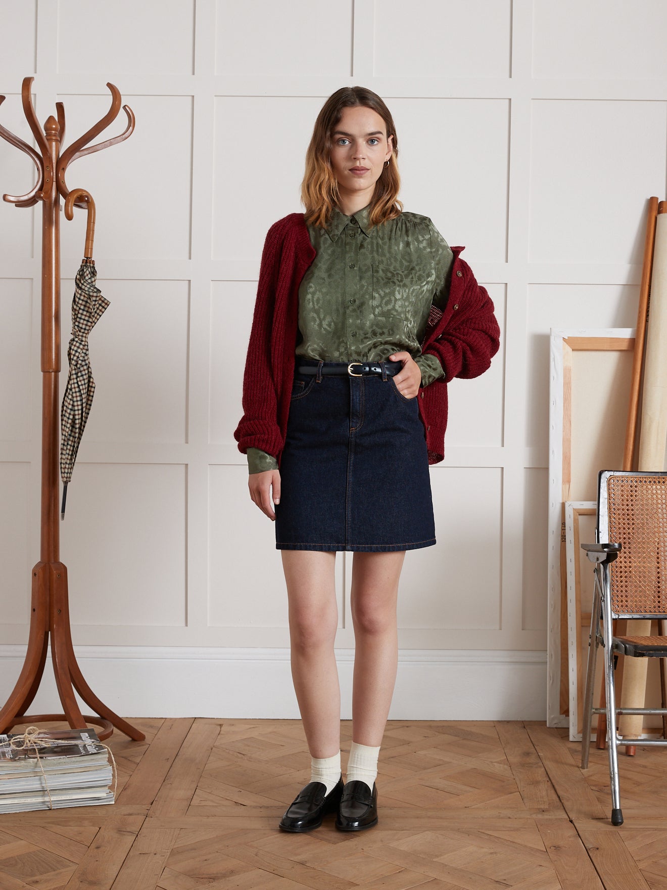 Dameshemd met jacquard-luipaardmotief