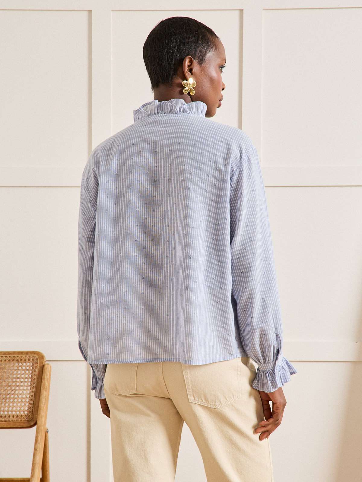 Blouse rayée volantée femme