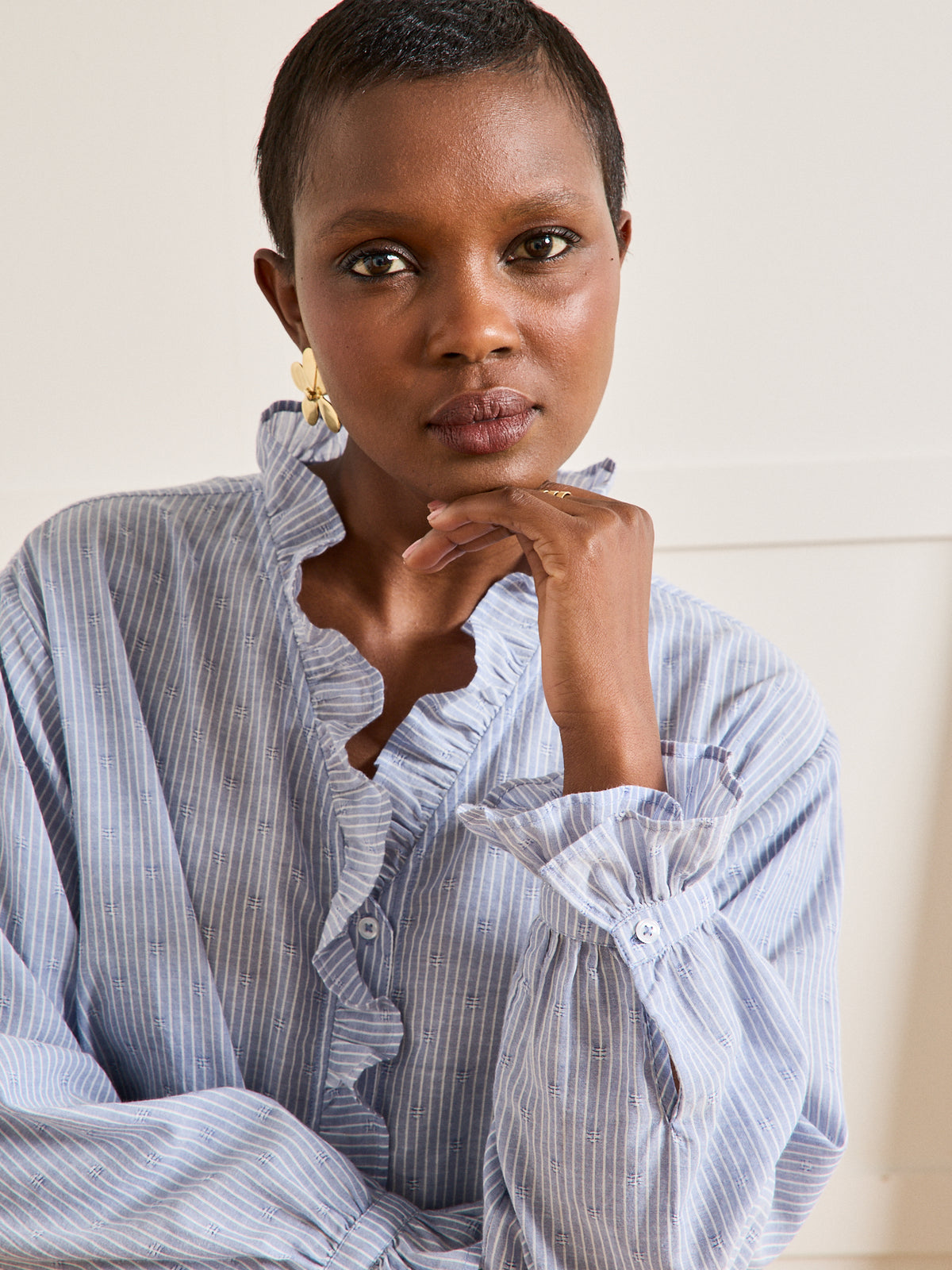 Blouse rayée volantée femme