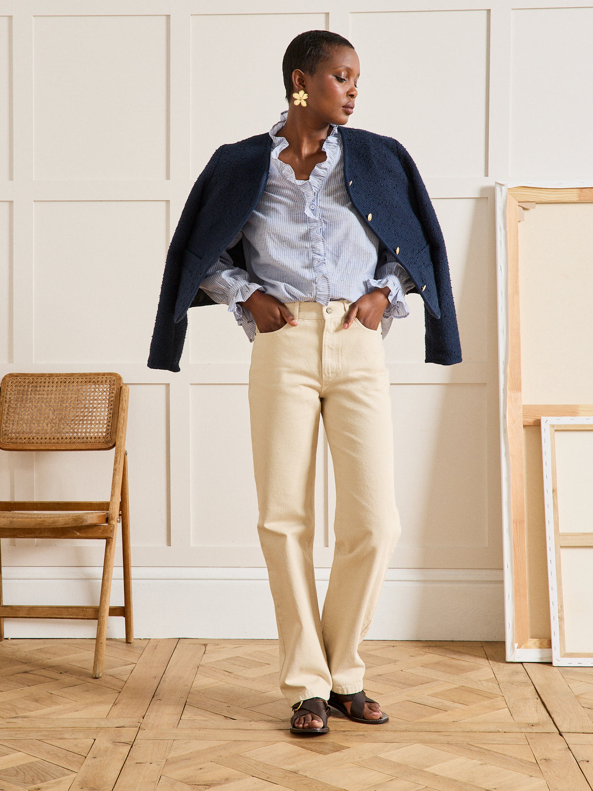 Blouse rayée volantée femme
