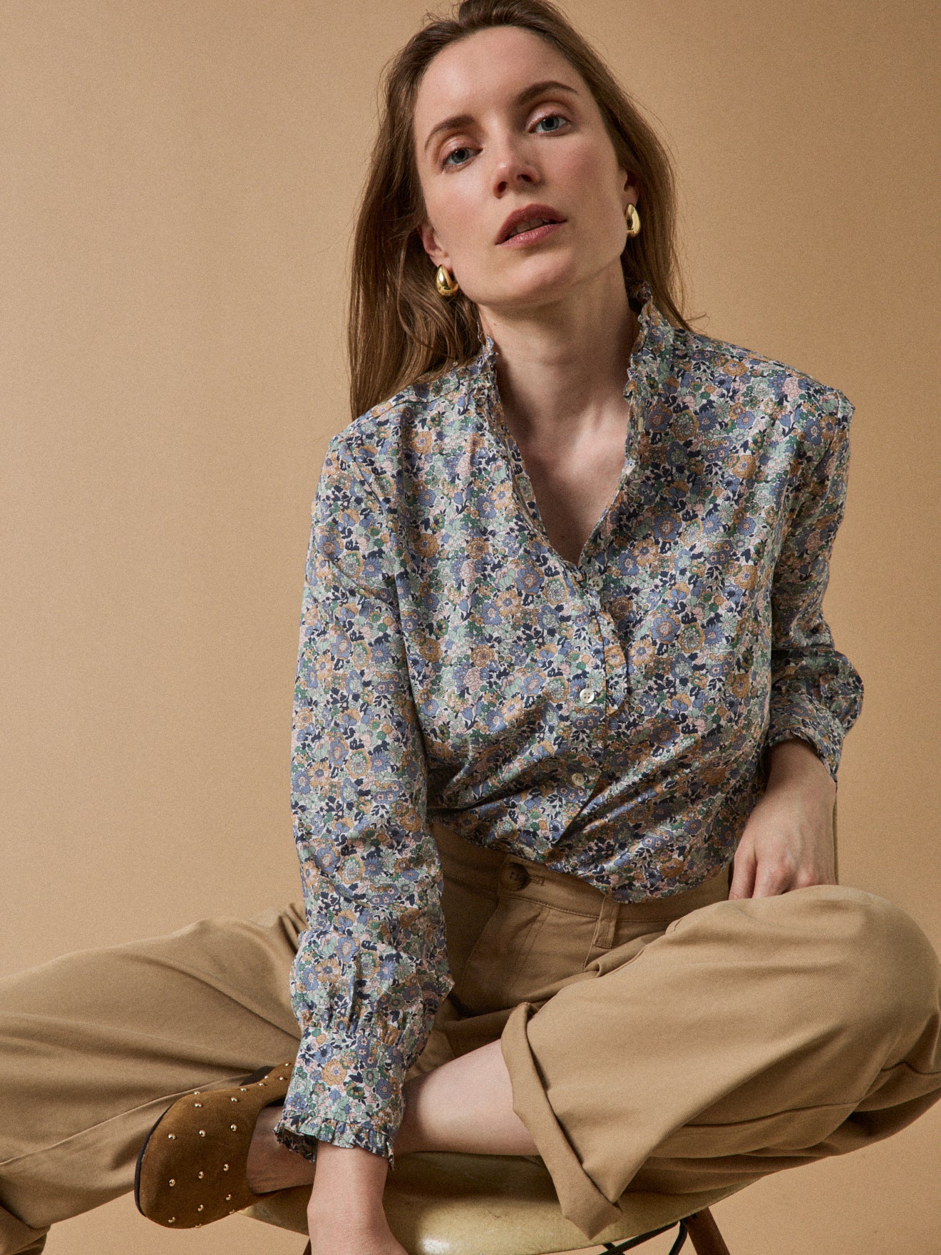 Dameshemd in Liberty-stof met strookjes - Limited Collection