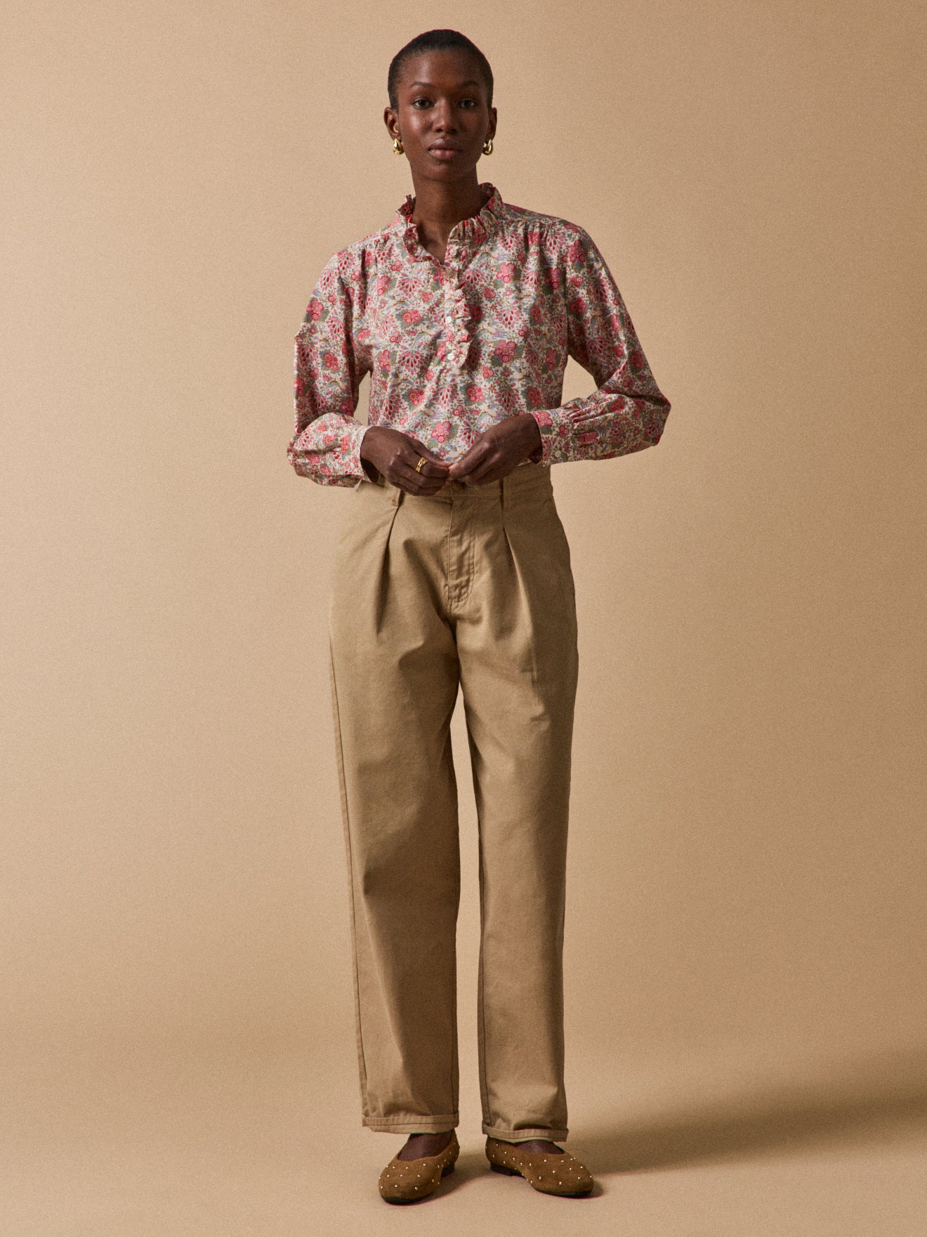 Damesbloes met strookje in Liberty-stof "Dante" - Limited Collection