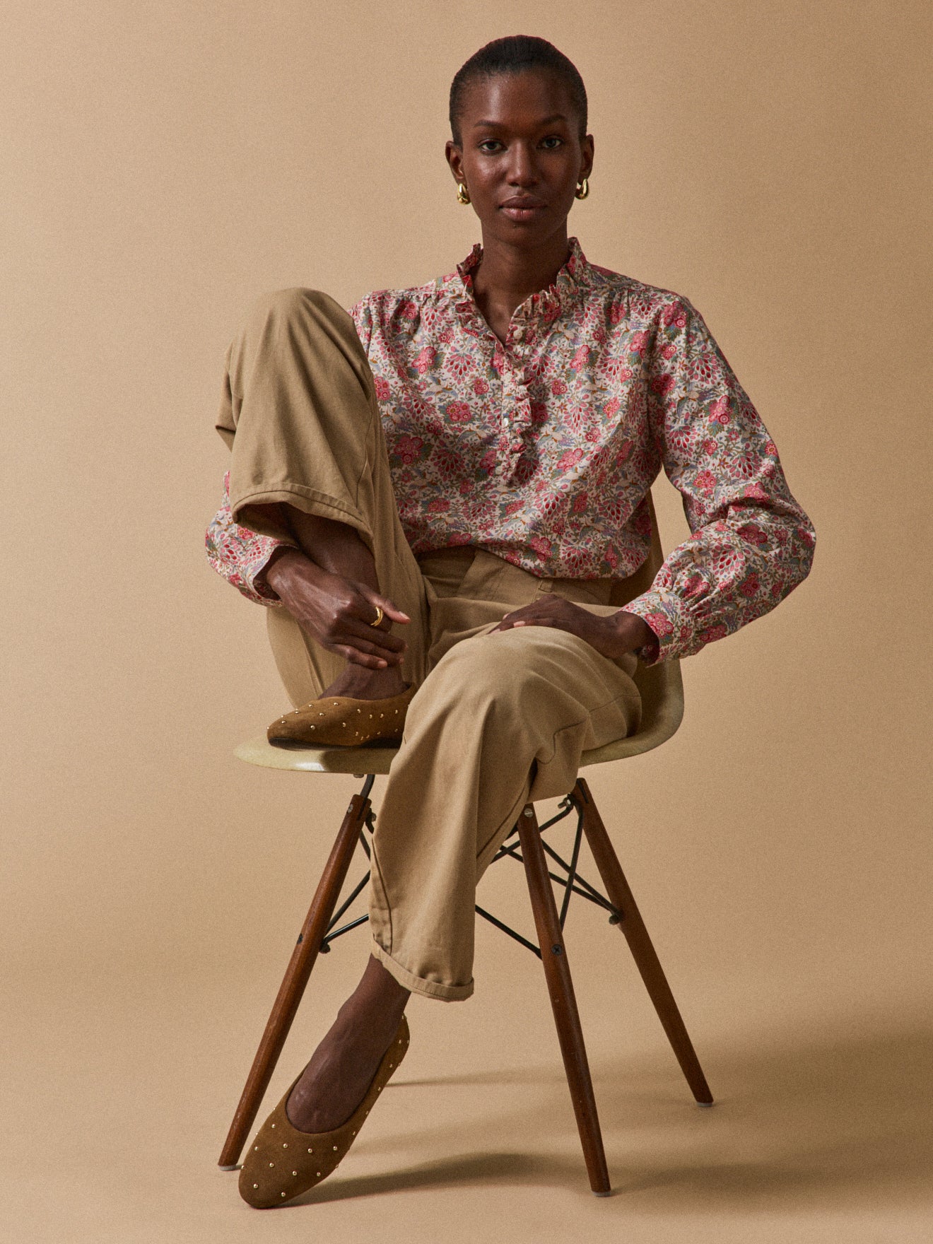 Damesbloes met strookje in Liberty-stof "Dante" - Limited Collection