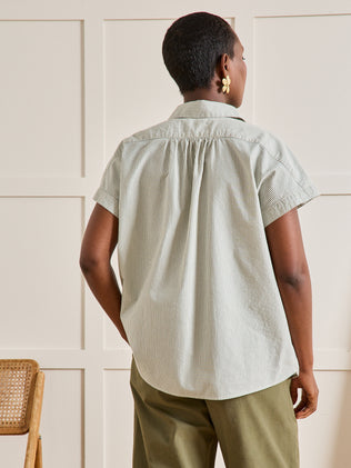 Top femme en seersucker rayé coton