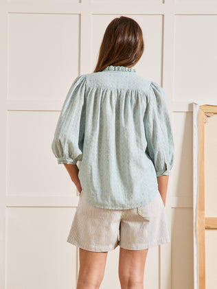 Blouse volantée brodée femme