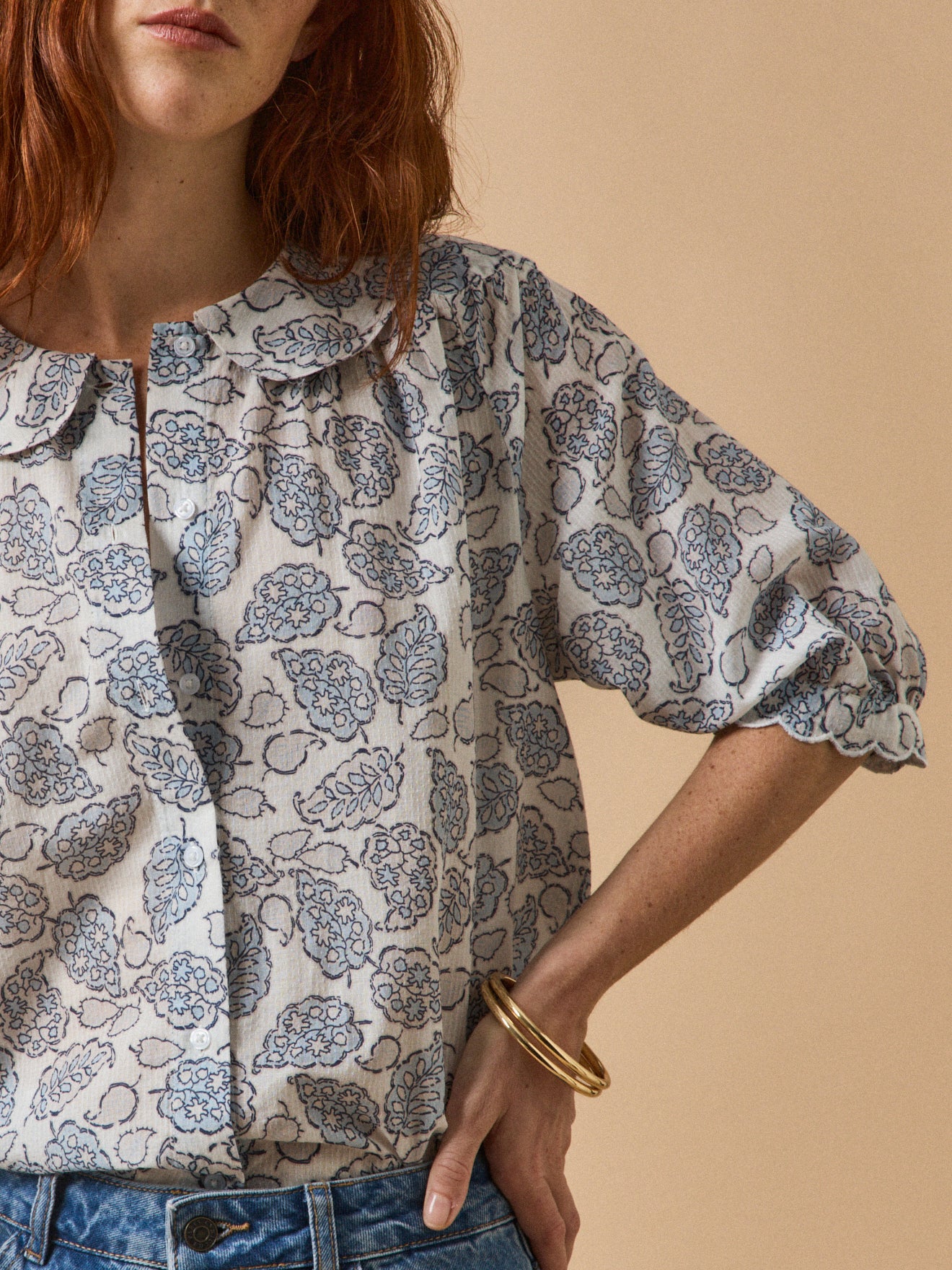 Katoenen damesbloes met Adonie-print