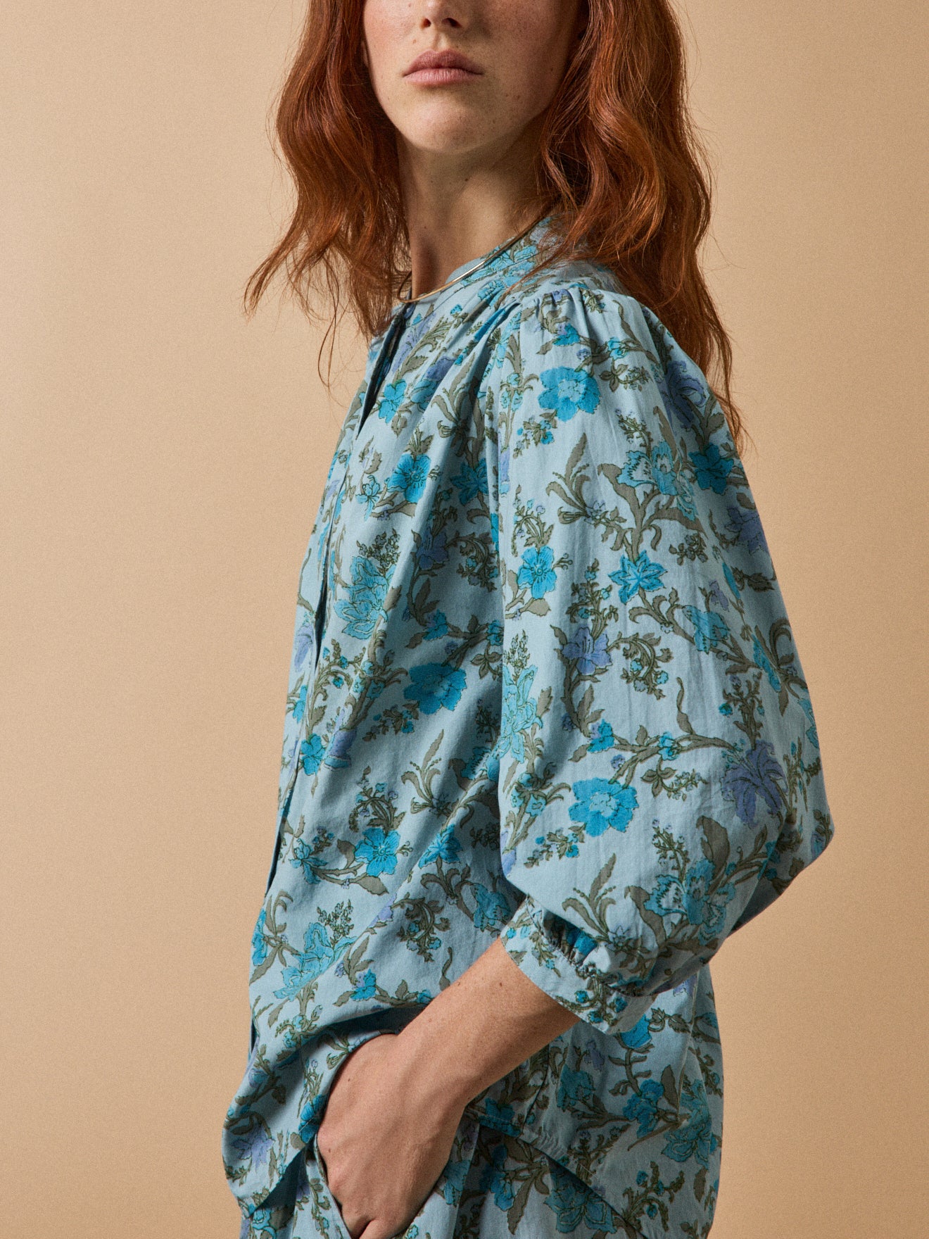 Katoenen damesbloes met Flore-print