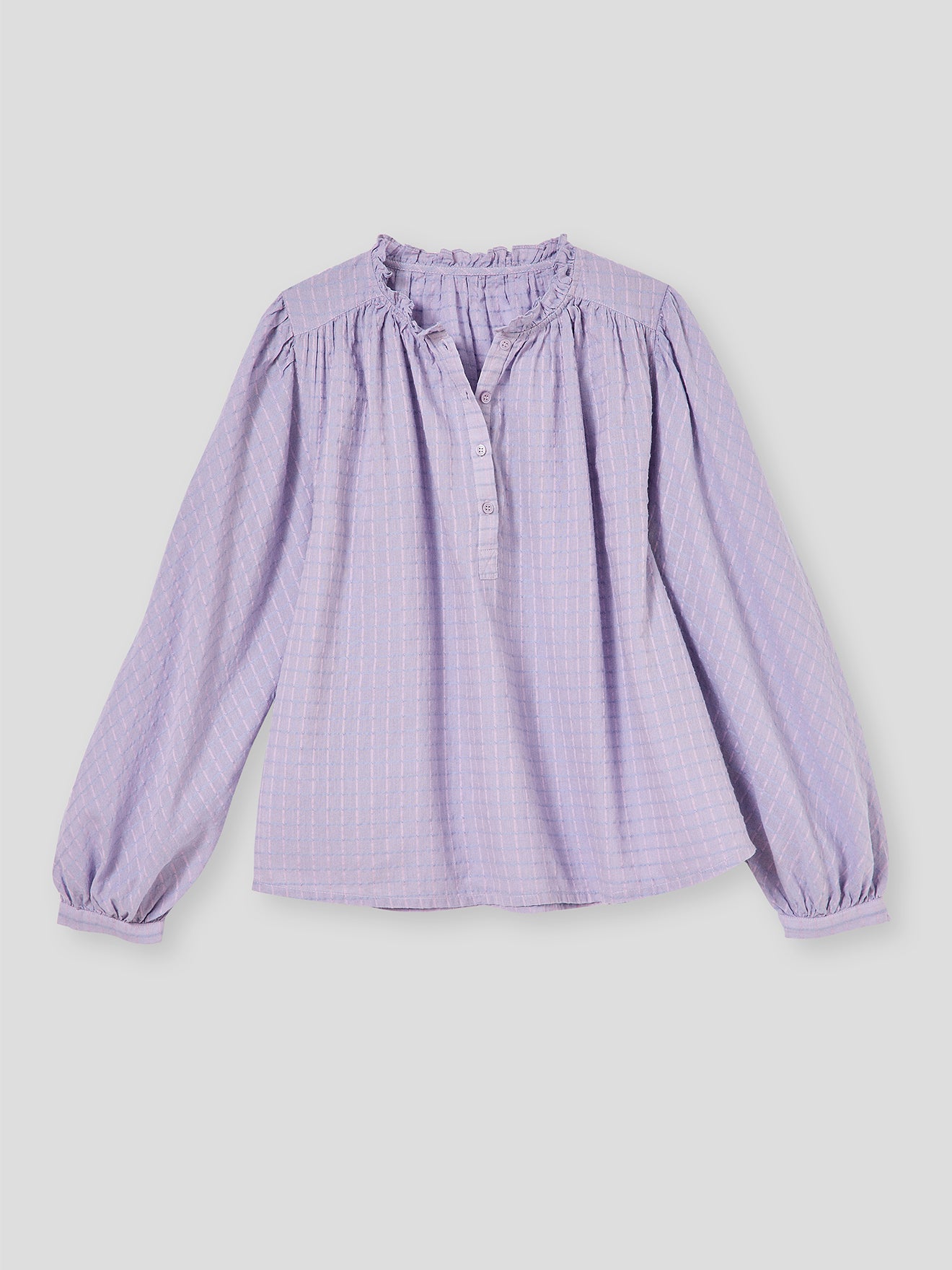 Blouse coton dobby carreaux femme
