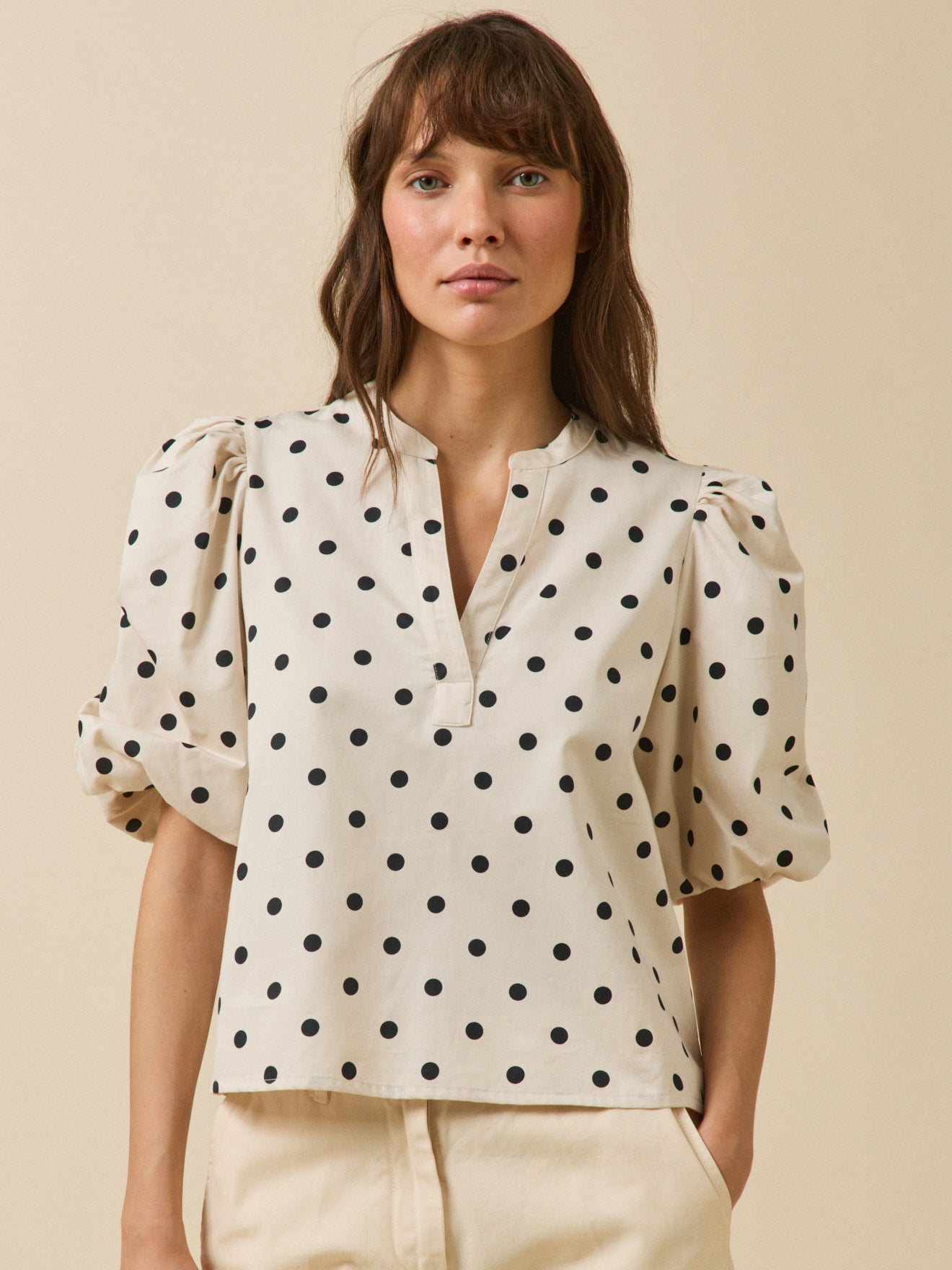 Top femme imprimé pois