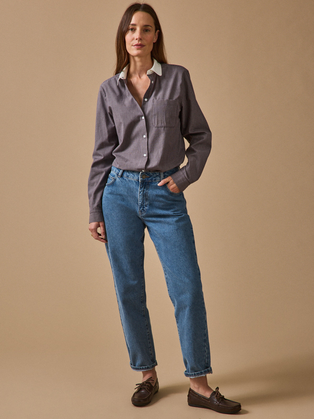 Chemise carreaux femme col lavallière