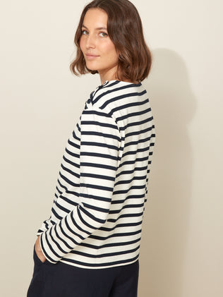 Damesshirt in marinestijl - biokatoen