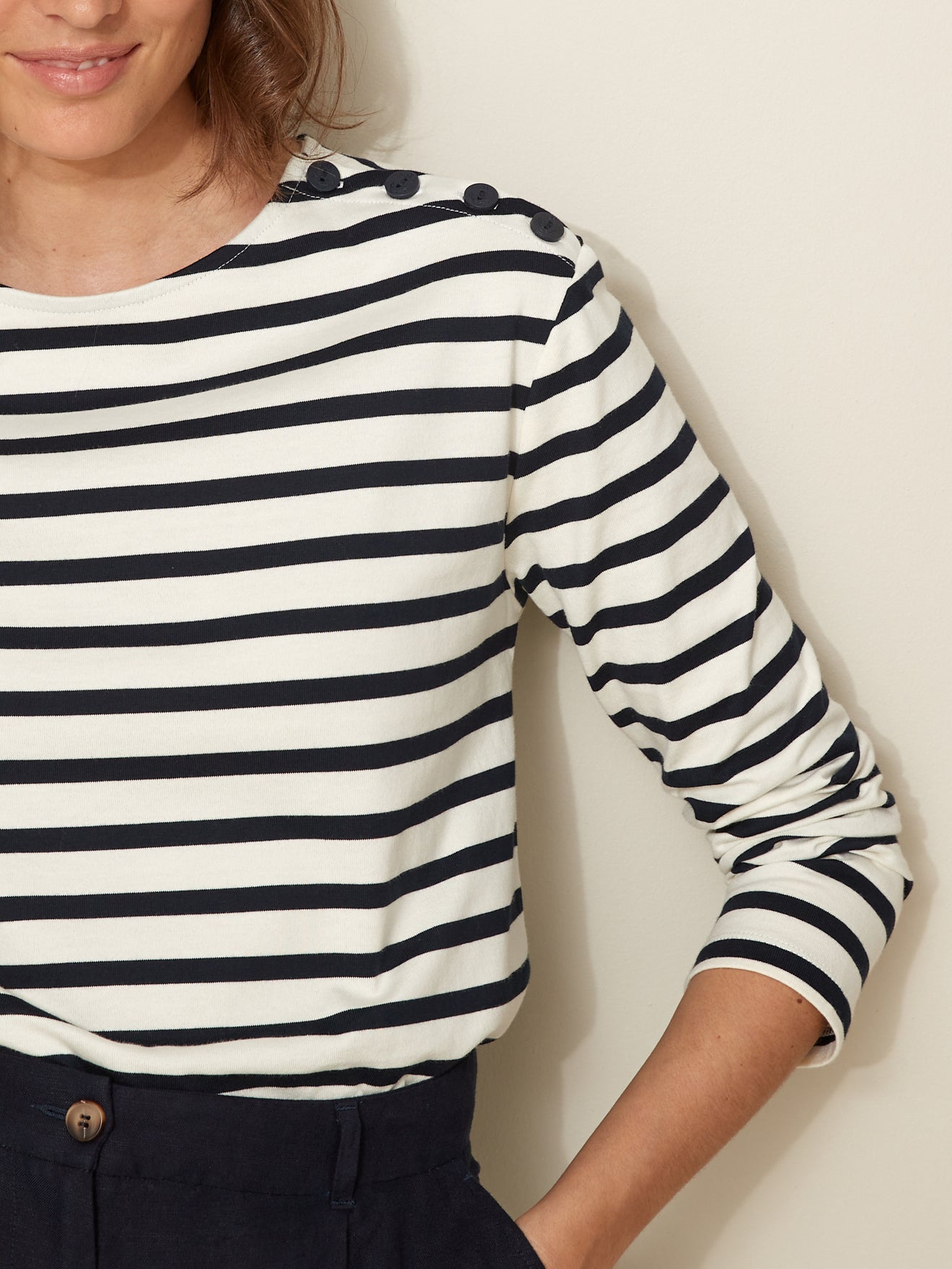 Damesshirt in marinestijl - biokatoen