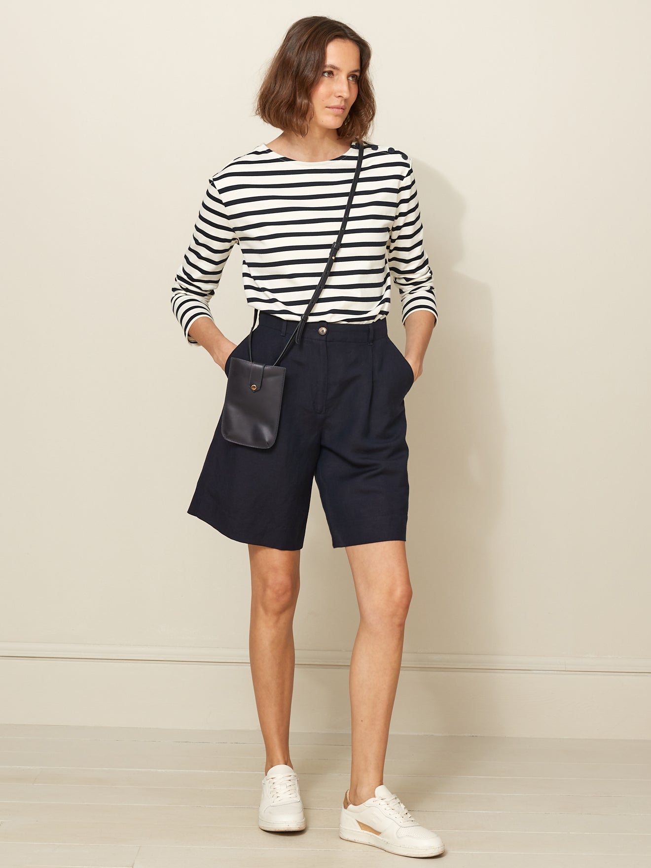 Damesshirt in marinestijl - biokatoen