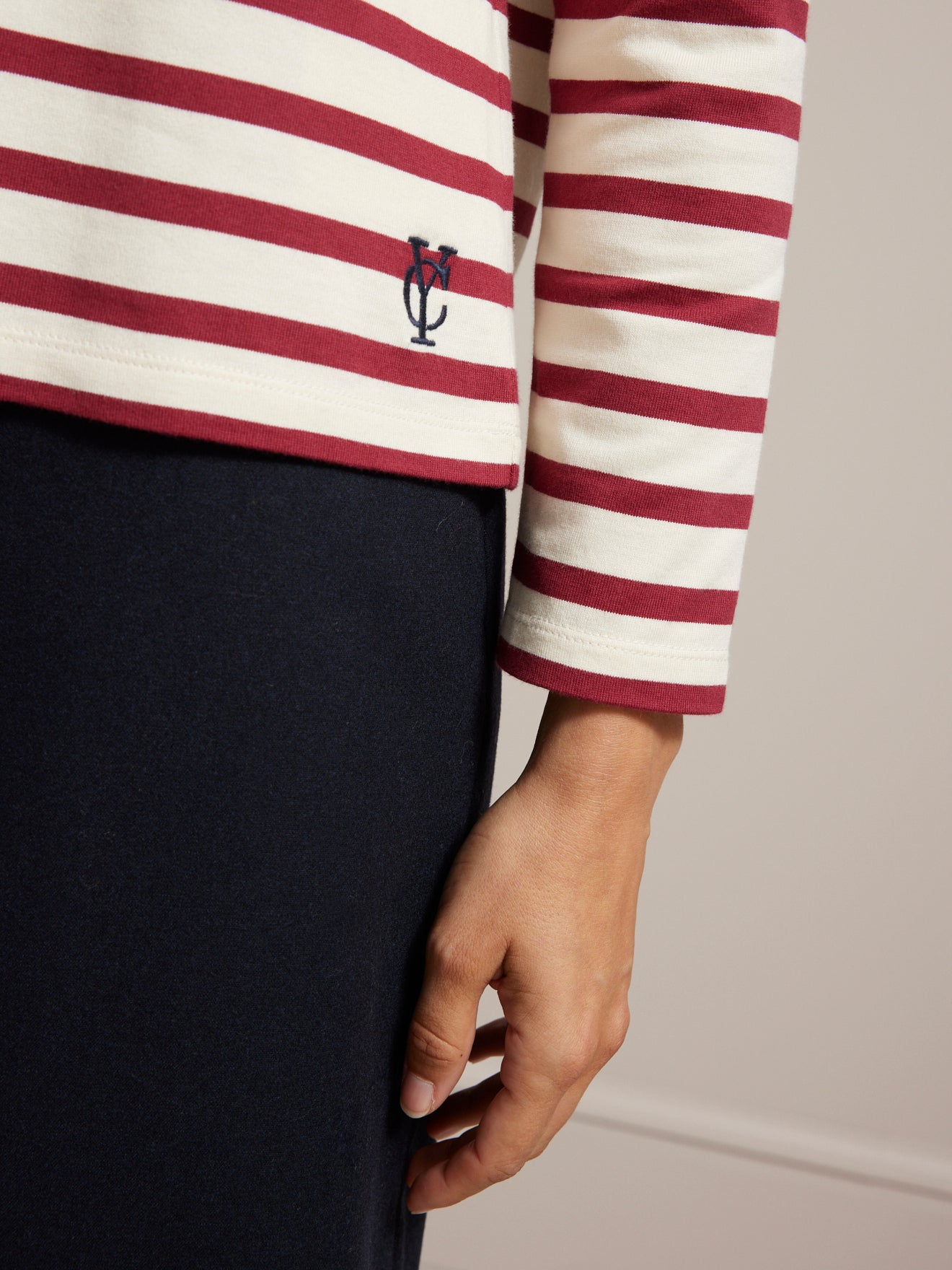 Damesshirt in marinestijl - biokatoen