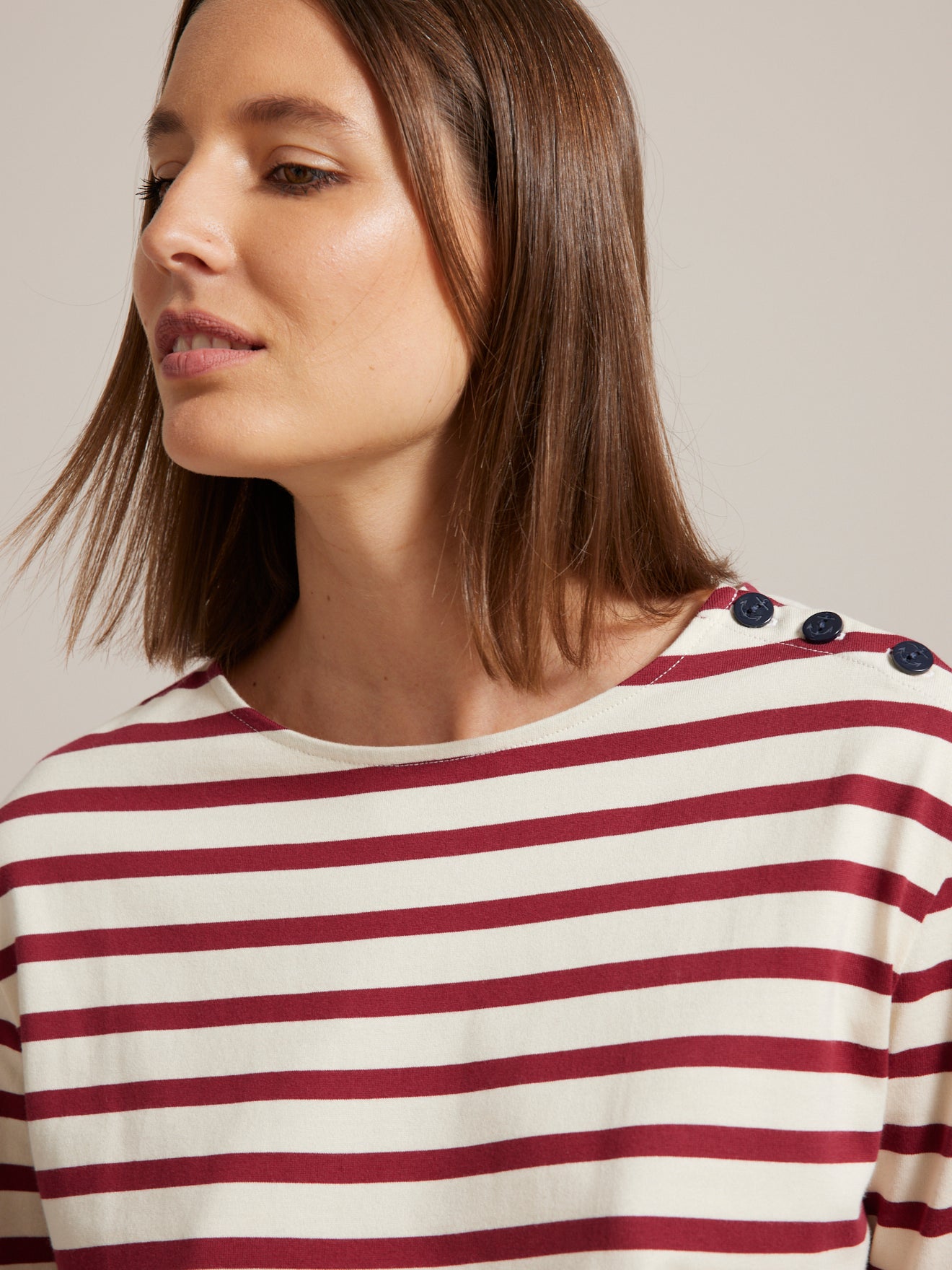 Damesshirt in marinestijl - biokatoen
