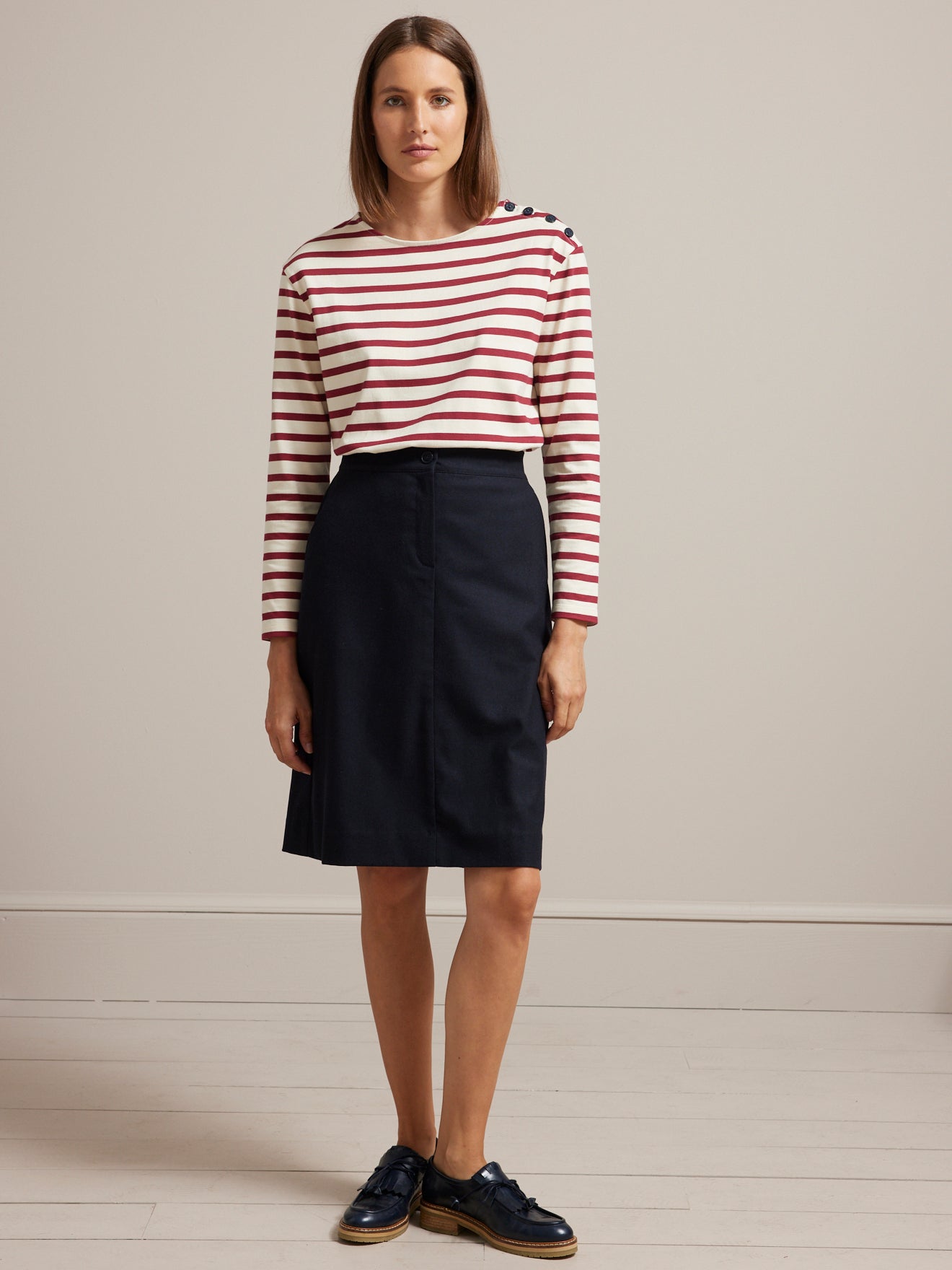 Damesshirt in marinestijl - biokatoen