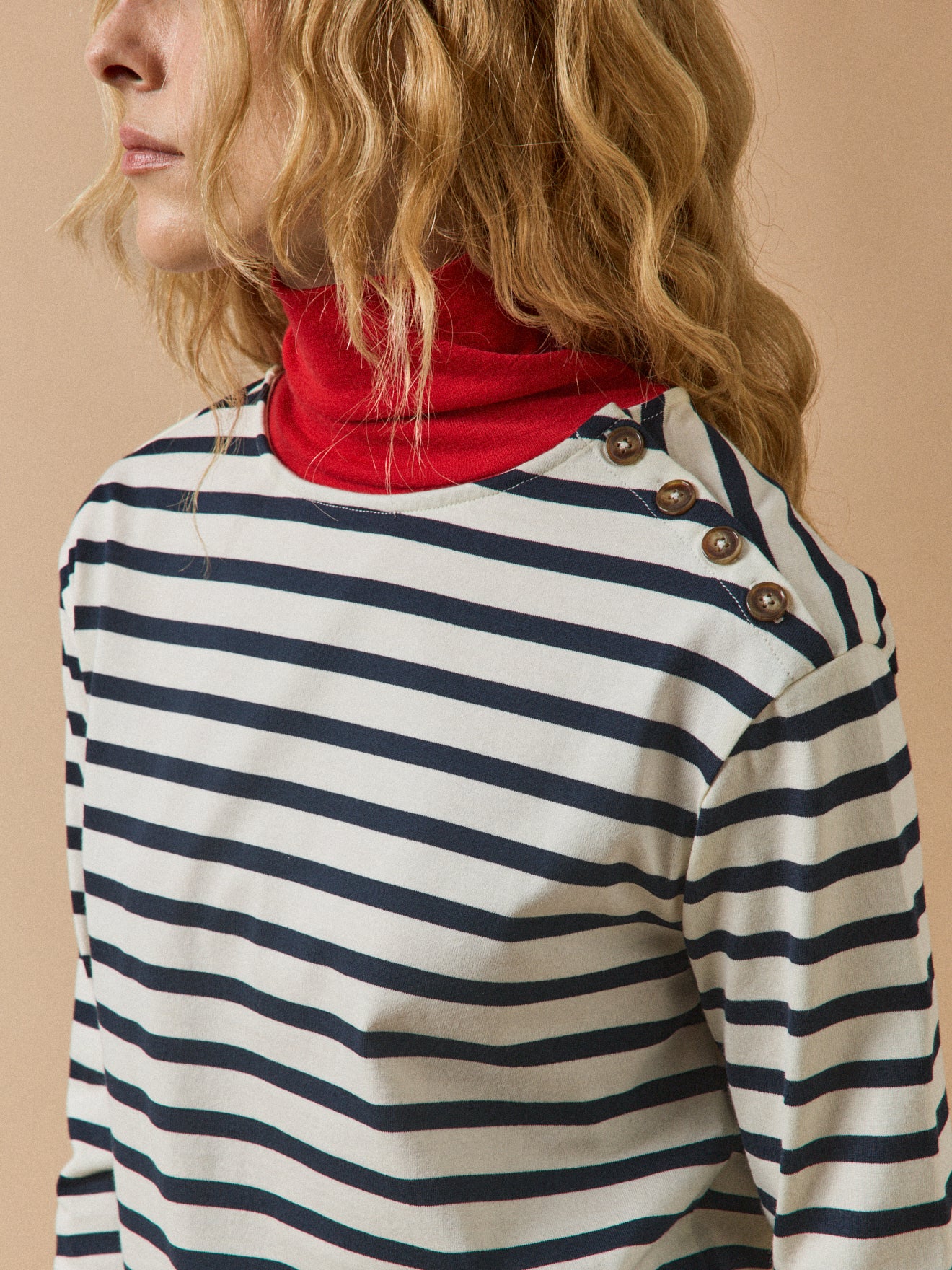 Damesshirt in marinestijl - biokatoen