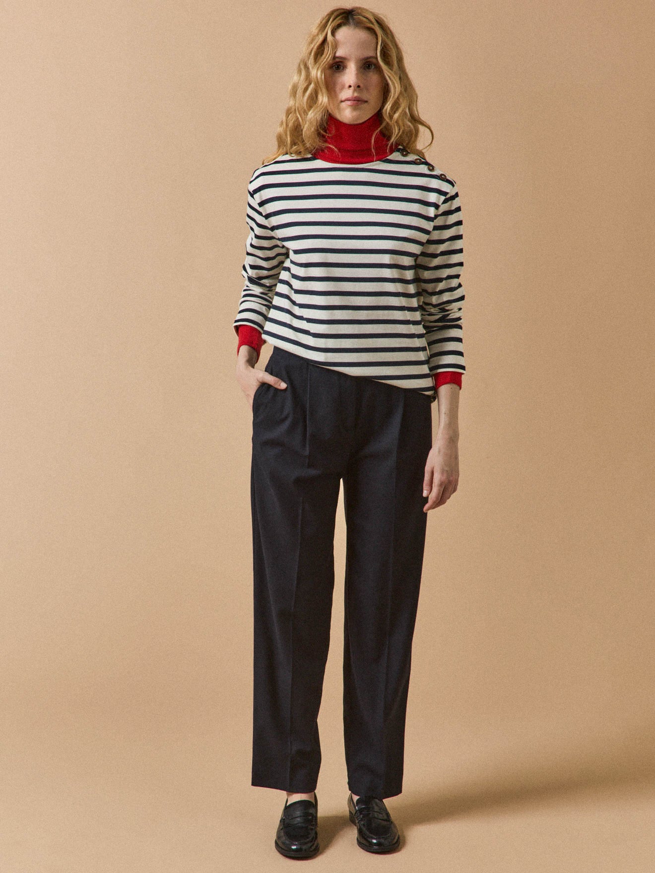 Damesshirt in marinestijl - biokatoen