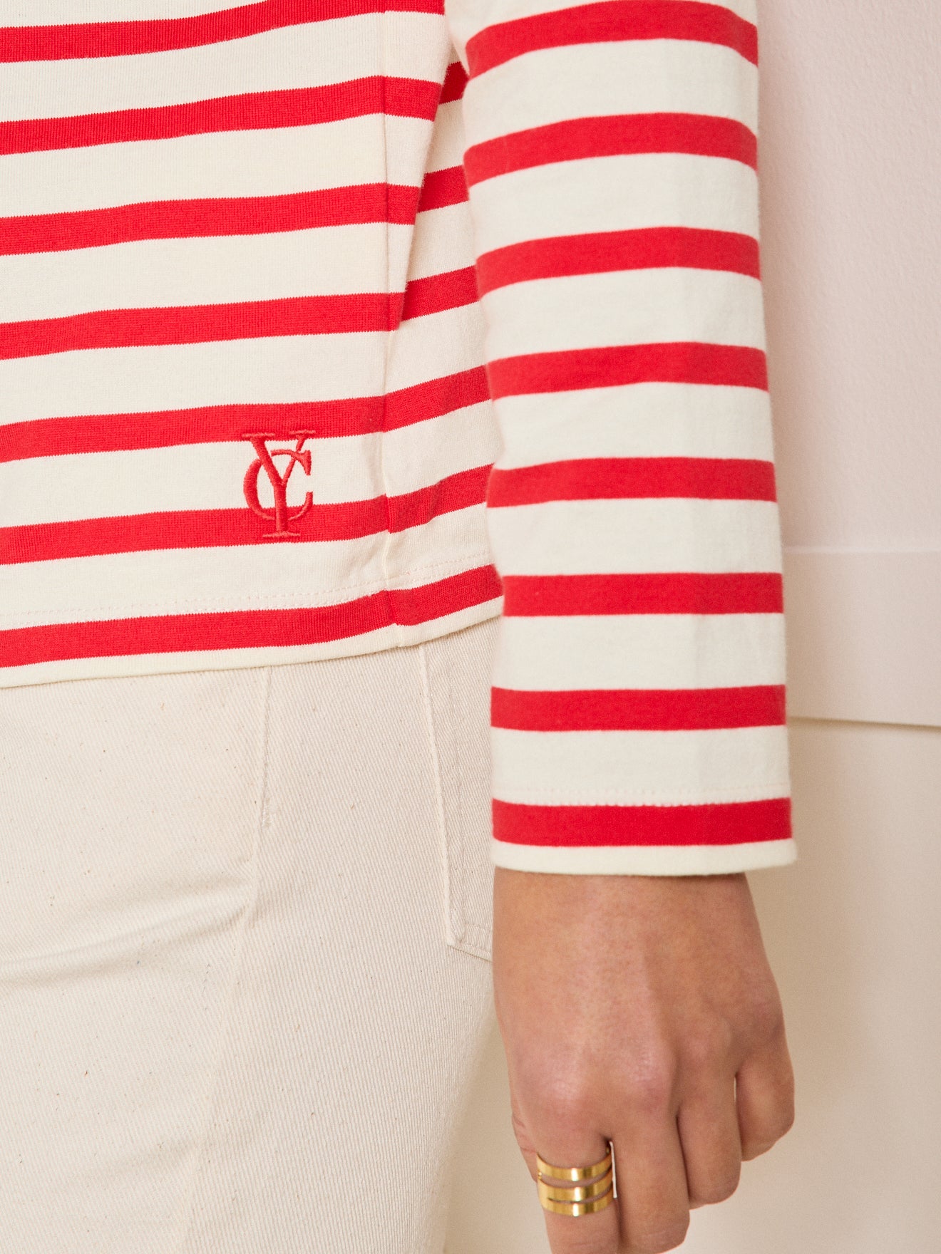 Damesshirt in marinestijl - biokatoen